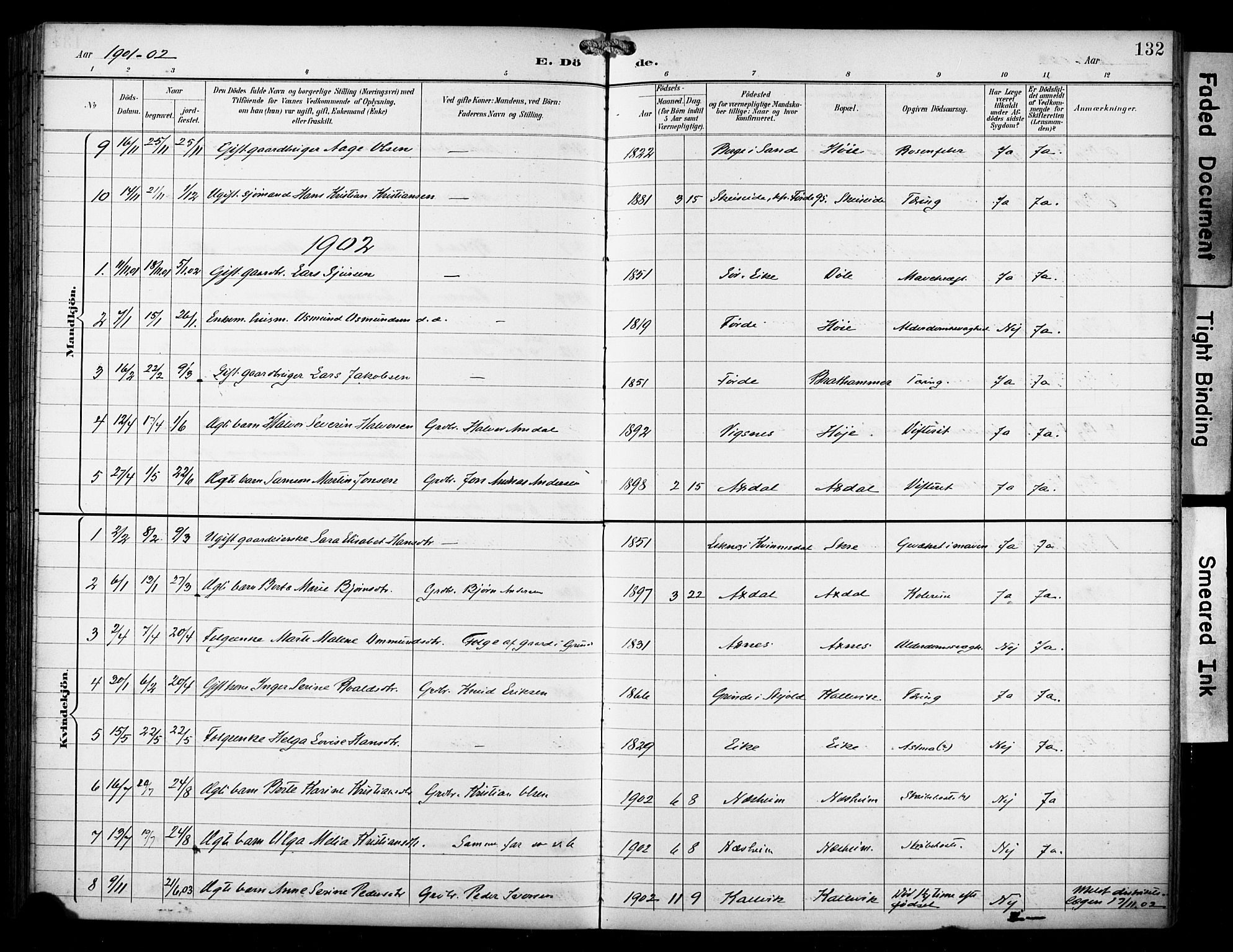 Avaldsnes sokneprestkontor, AV/SAST-A -101851/H/Ha/Haa/L0016: Parish register (official) no. A 16, 1893-1918, p. 132