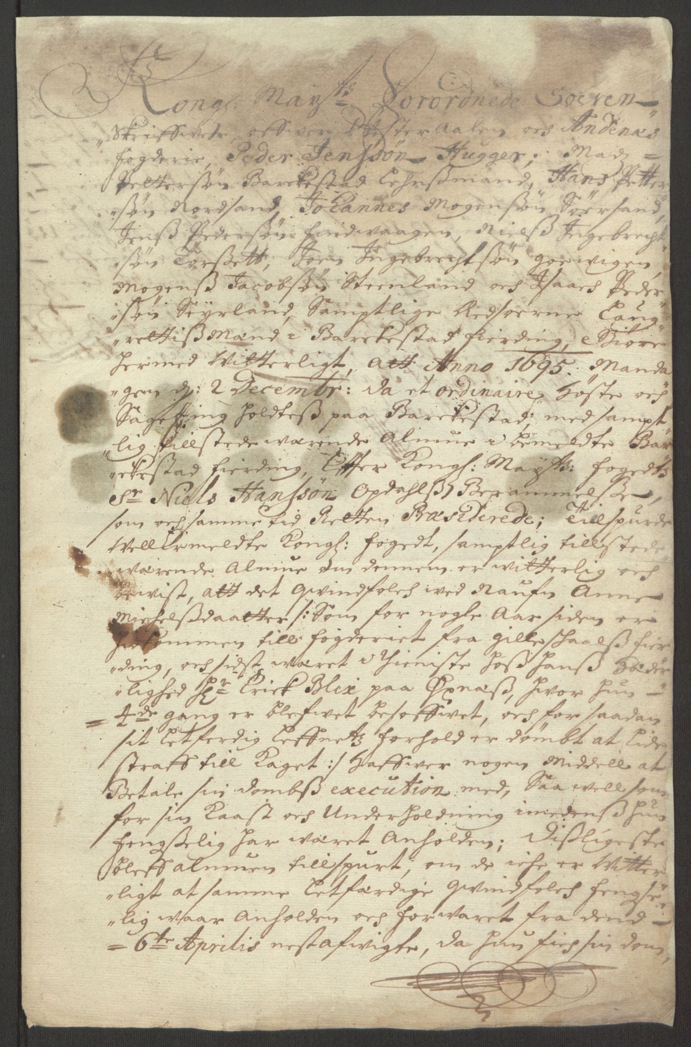 Rentekammeret inntil 1814, Reviderte regnskaper, Fogderegnskap, AV/RA-EA-4092/R67/L4677: Fogderegnskap Vesterålen, Andenes og Lofoten, 1694-1695, p. 351