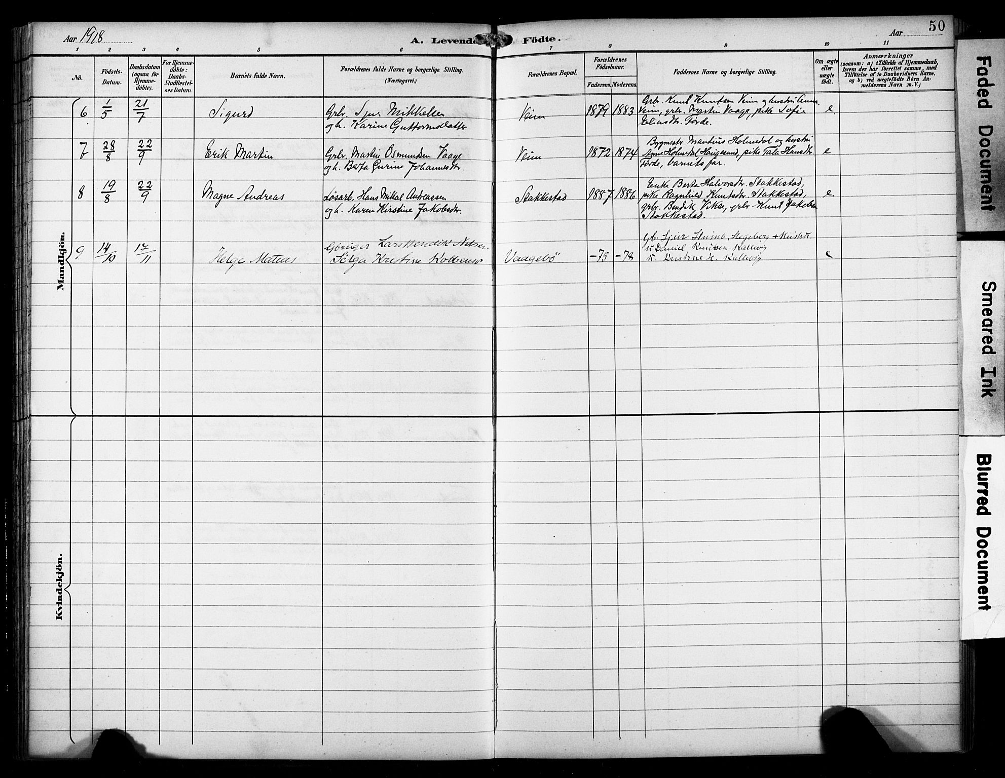 Avaldsnes sokneprestkontor, SAST/A -101851/H/Ha/Haa/L0016: Parish register (official) no. A 16, 1893-1918, p. 50