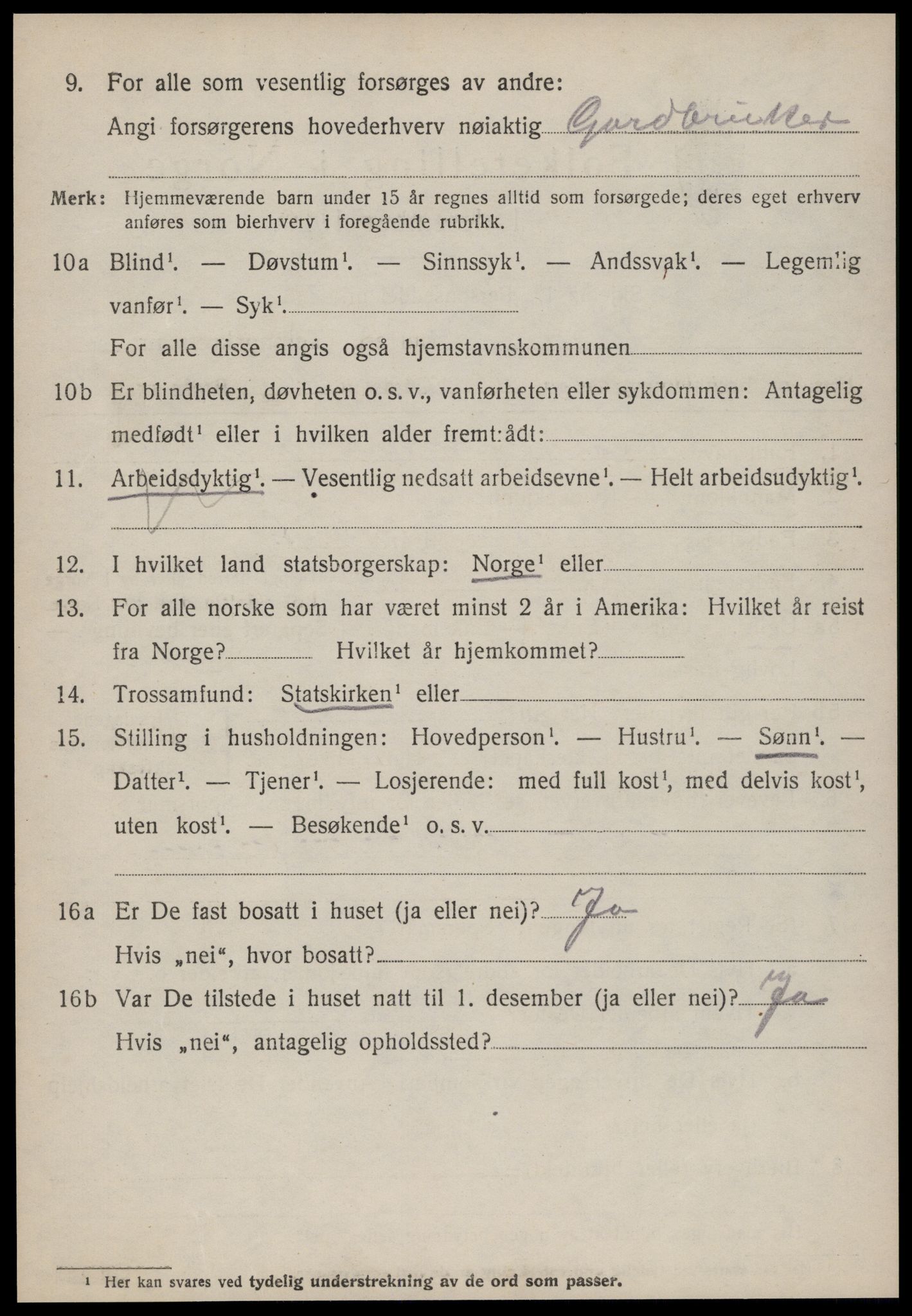 SAT, 1920 census for Vatne, 1920, p. 2173