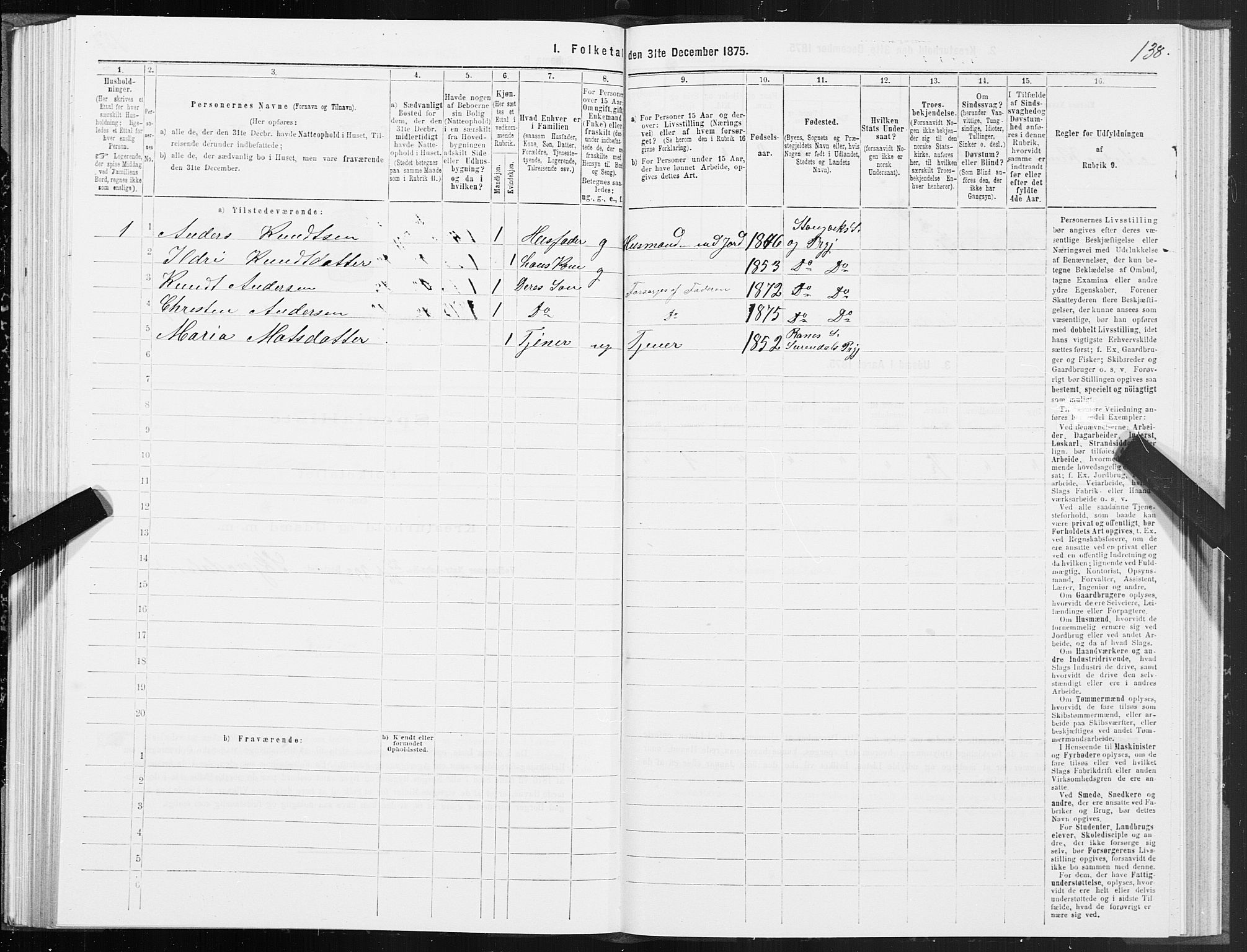 SAT, 1875 census for 1564P Stangvik, 1875, p. 1138