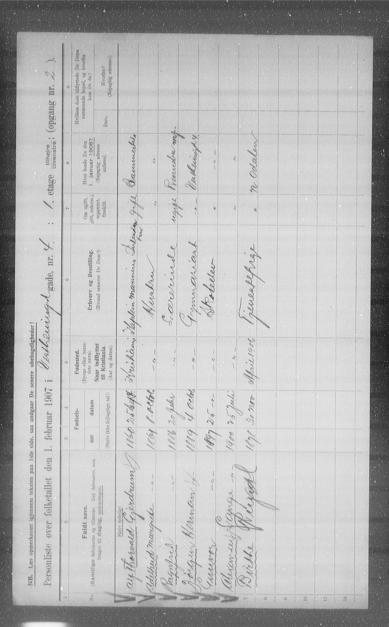 OBA, Municipal Census 1907 for Kristiania, 1907, p. 62286