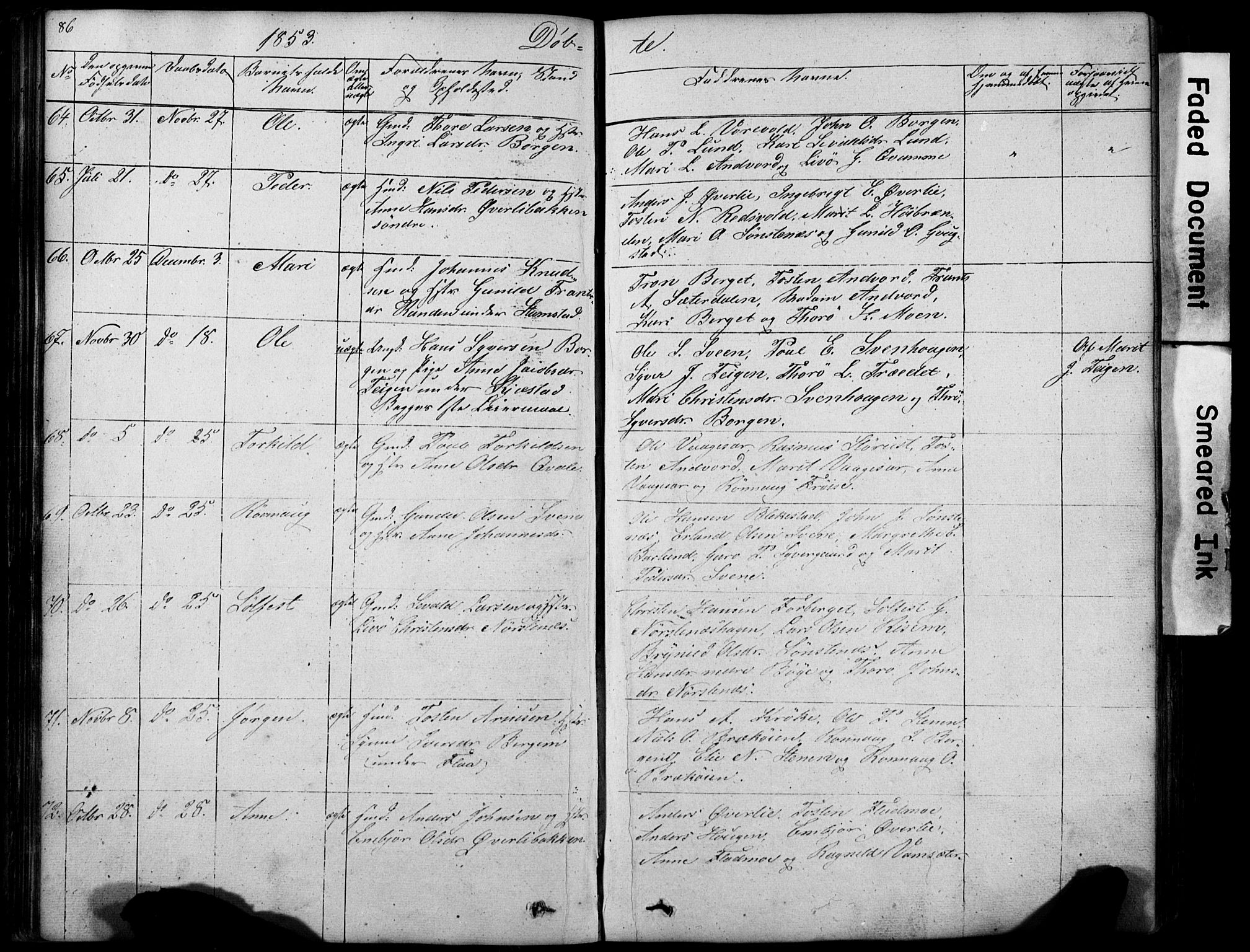 Lom prestekontor, SAH/PREST-070/L/L0012: Parish register (copy) no. 12, 1845-1873, p. 86-87