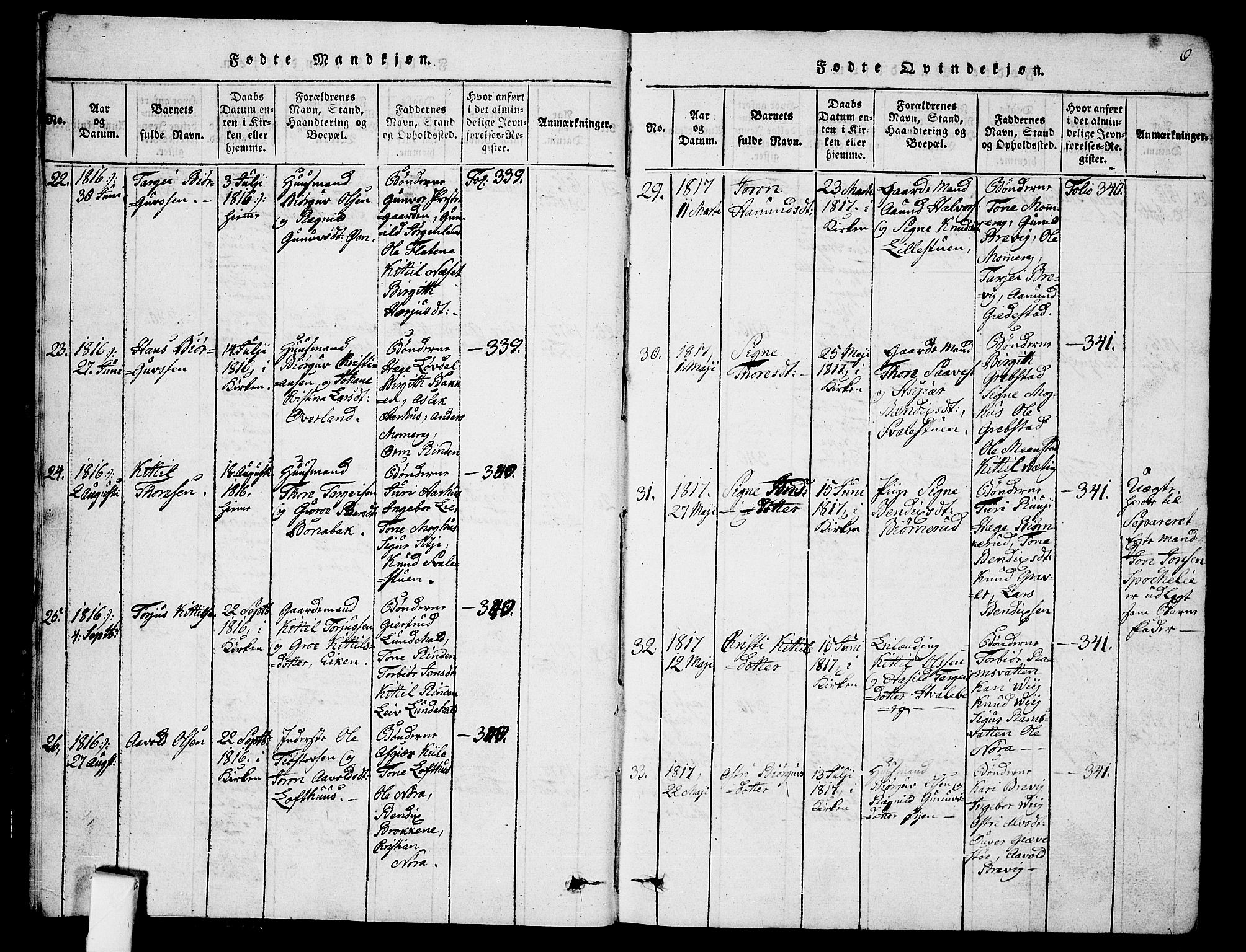 Fyresdal kirkebøker, SAKO/A-263/G/Ga/L0001: Parish register (copy) no. I 1, 1816-1840, p. 6