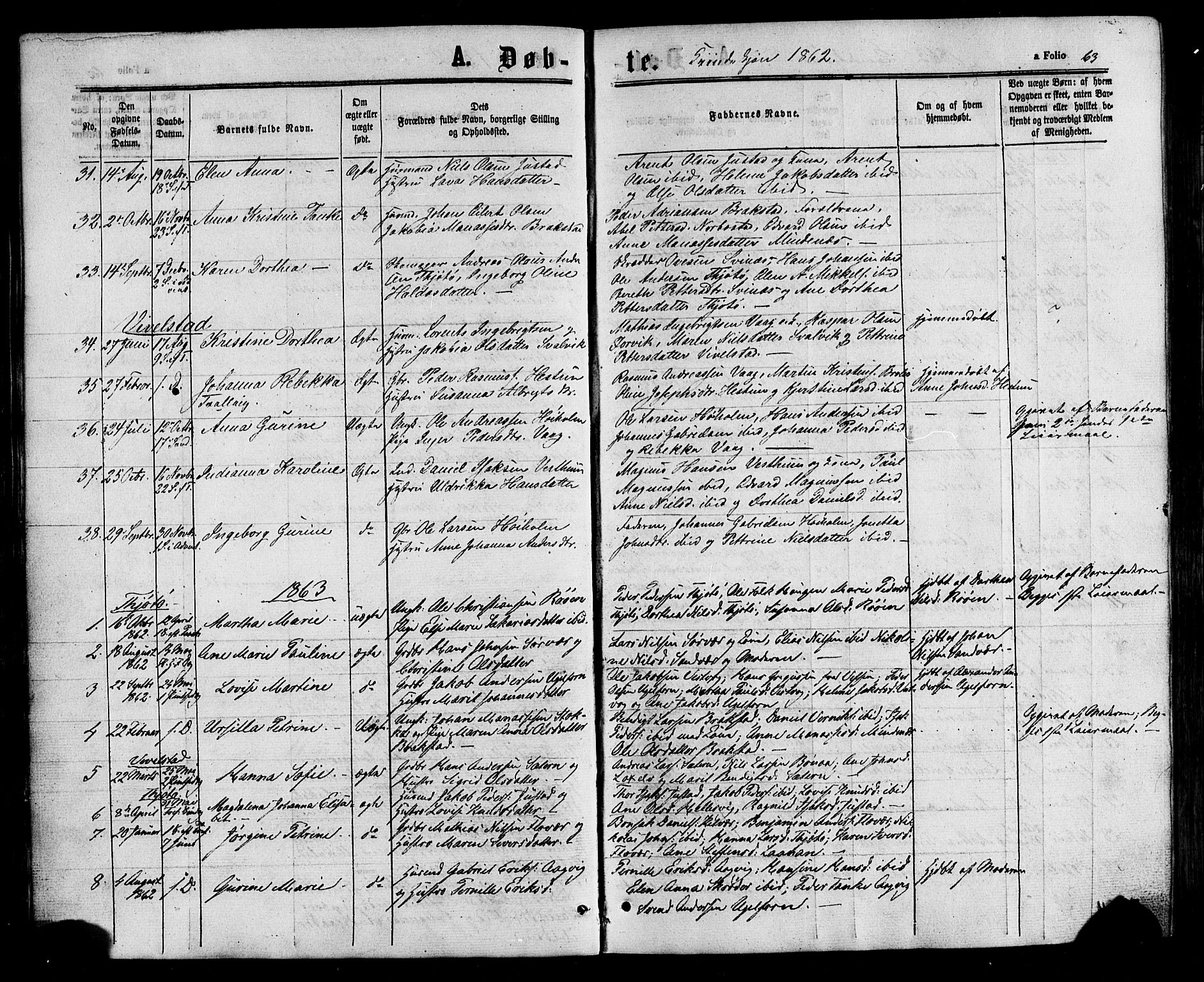 Ministerialprotokoller, klokkerbøker og fødselsregistre - Nordland, SAT/A-1459/817/L0262: Parish register (official) no. 817A03/ 1, 1862-1877, p. 63