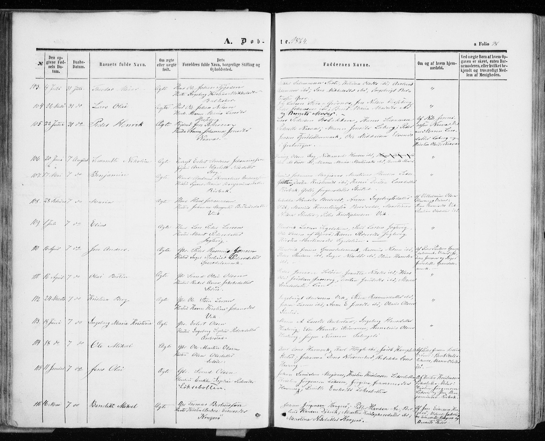 Ibestad sokneprestembete, SATØ/S-0077/H/Ha/Haa/L0009kirke: Parish register (official) no. 9, 1859-1868, p. 98