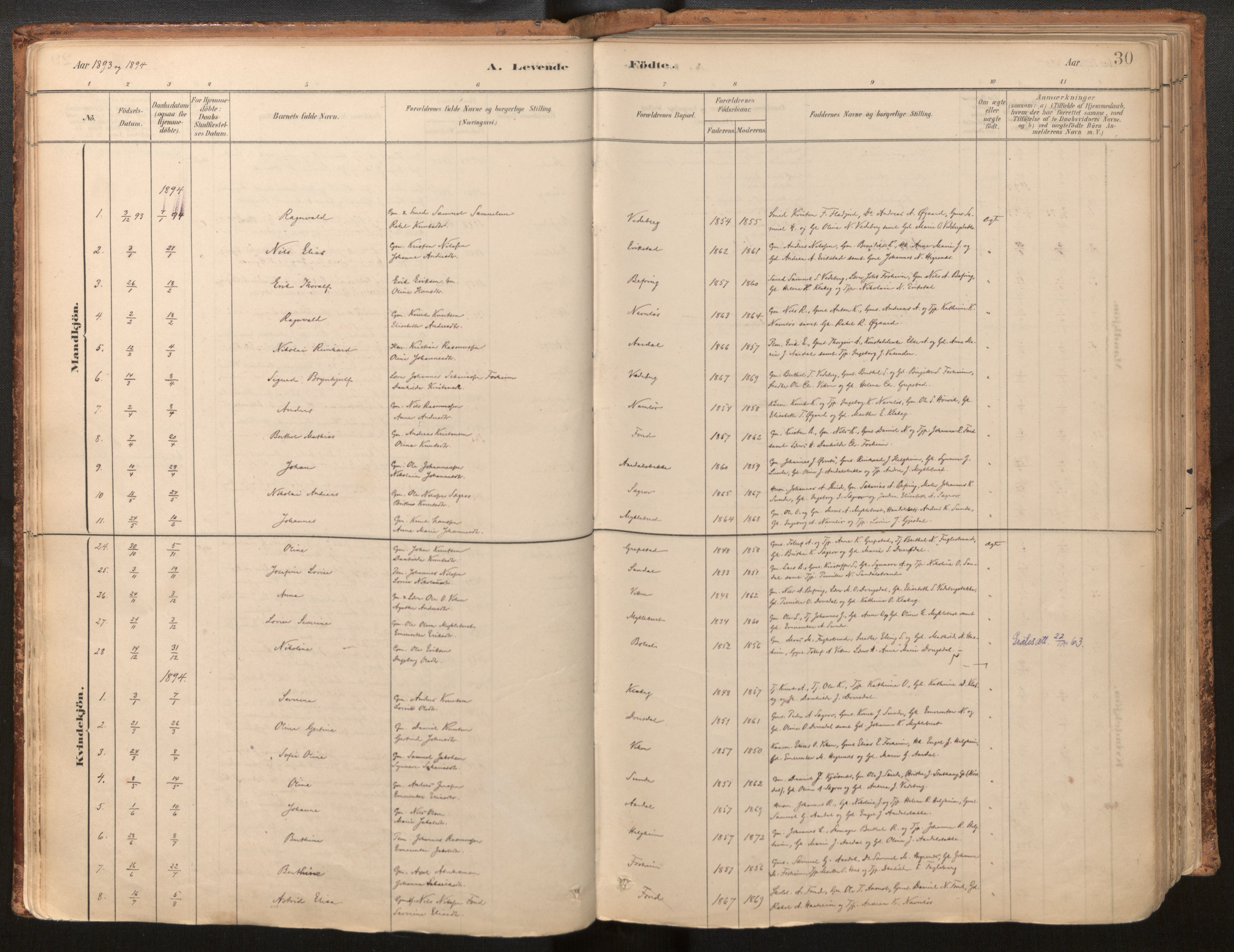 Jølster sokneprestembete, SAB/A-80701/H/Haa/Haac/L0001: Parish register (official) no. C 1, 1882-1928, p. 30