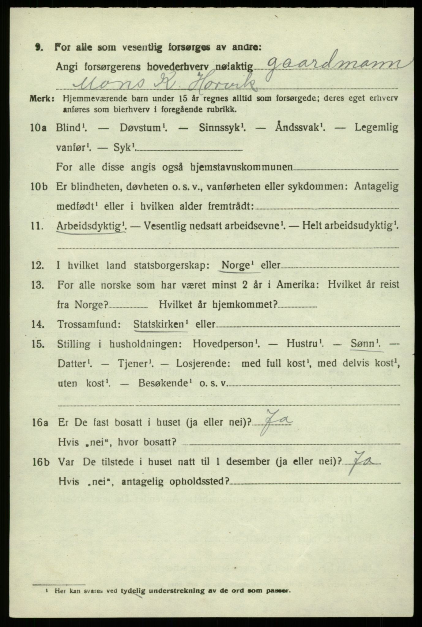 SAB, 1920 census for Hamre, 1920, p. 6078