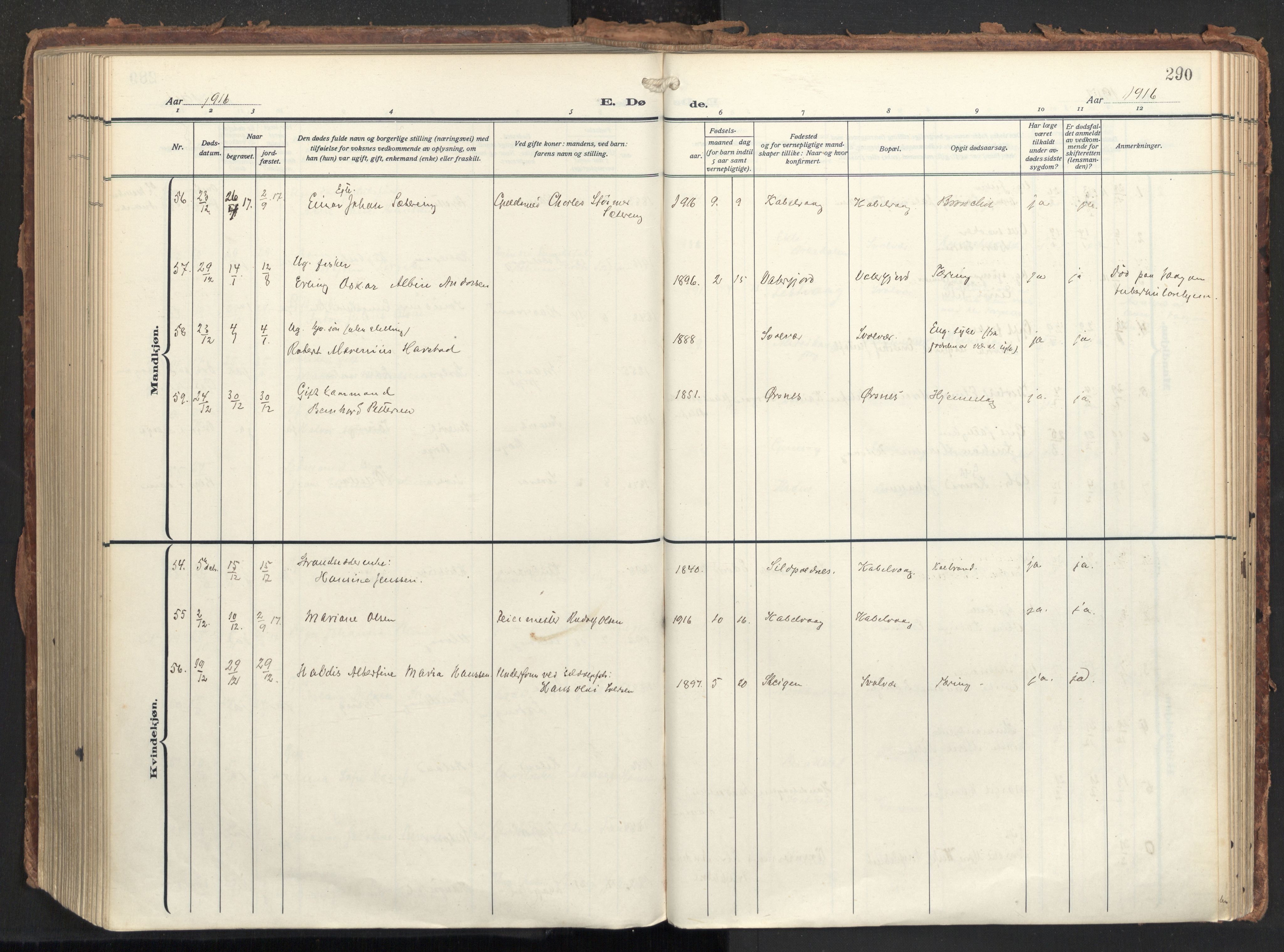 Ministerialprotokoller, klokkerbøker og fødselsregistre - Nordland, SAT/A-1459/874/L1064: Parish register (official) no. 874A08, 1915-1926, p. 290