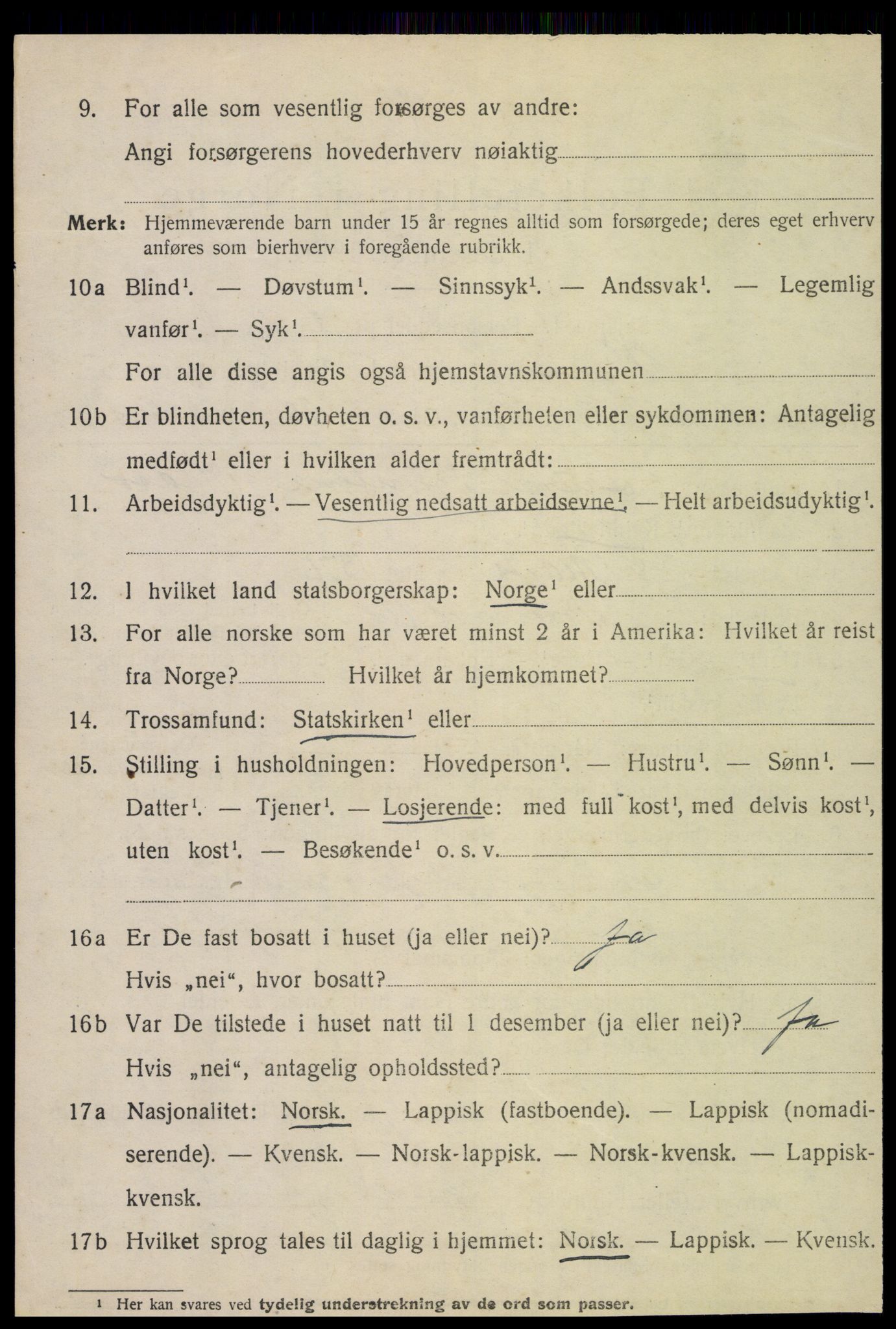 SAT, 1920 census for Vikna, 1920, p. 4996