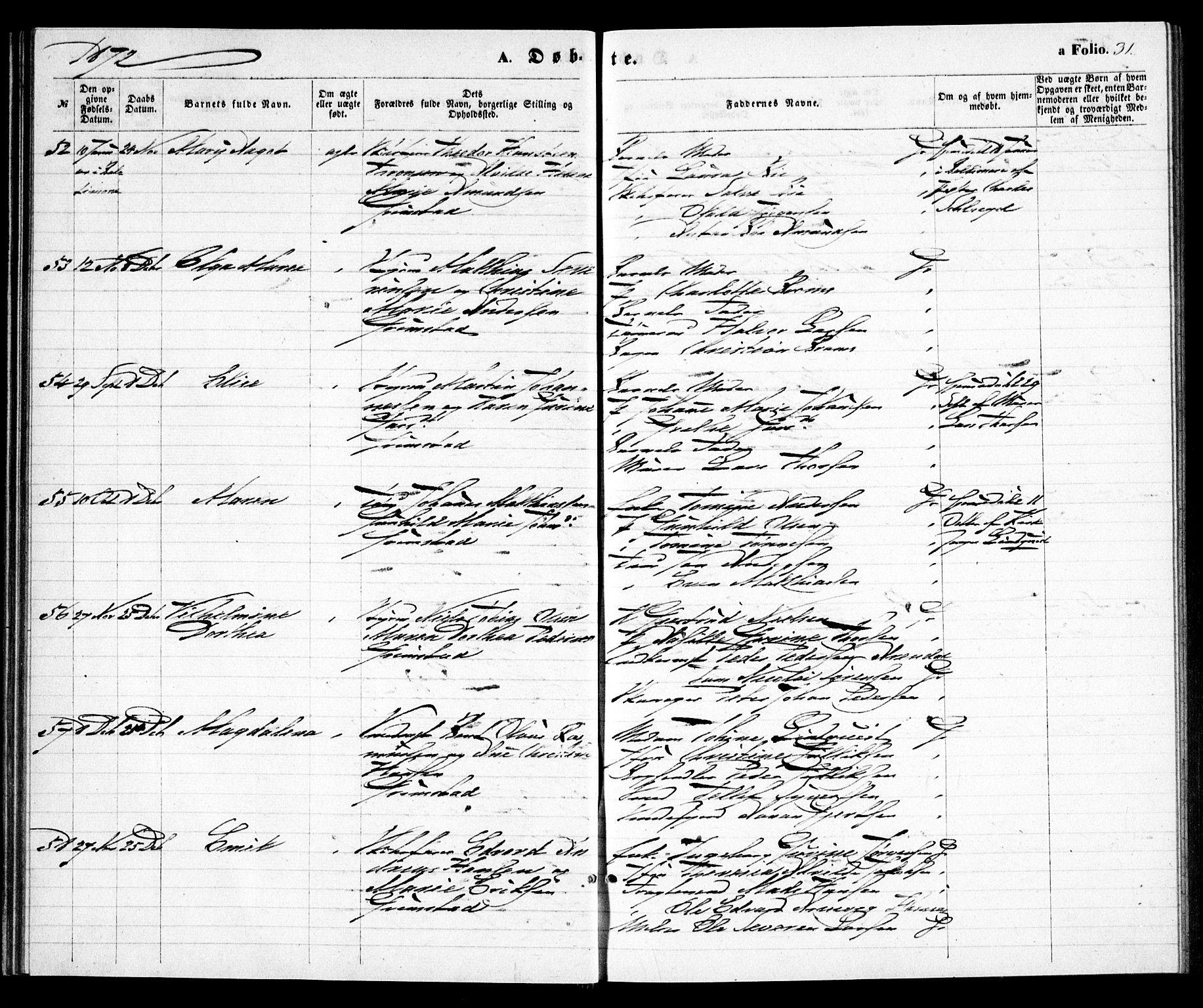 Grimstad sokneprestkontor, SAK/1111-0017/F/Fa/L0002: Parish register (official) no. A 1, 1869-1881, p. 31
