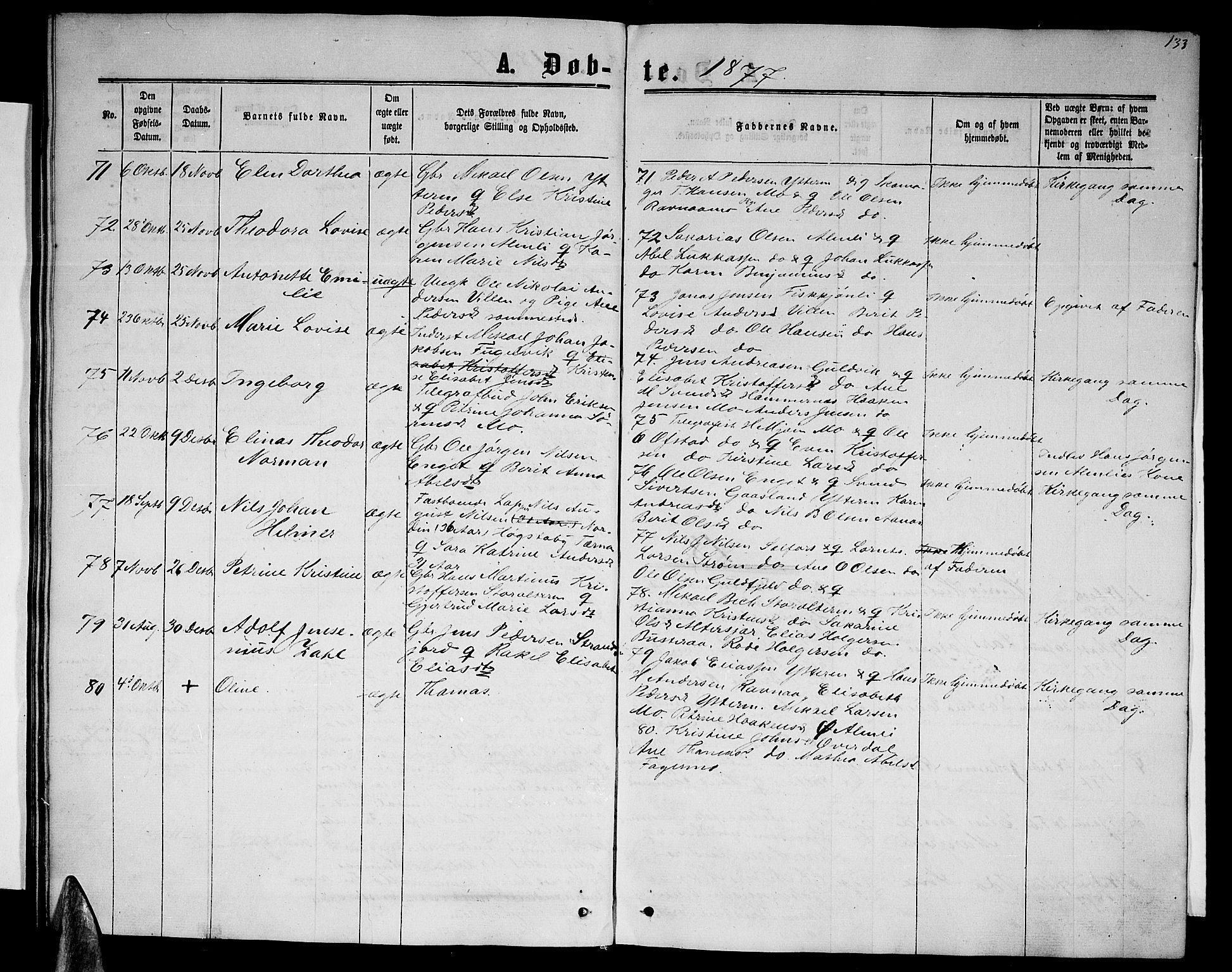 Ministerialprotokoller, klokkerbøker og fødselsregistre - Nordland, AV/SAT-A-1459/827/L0415: Parish register (copy) no. 827C04, 1864-1886, p. 133