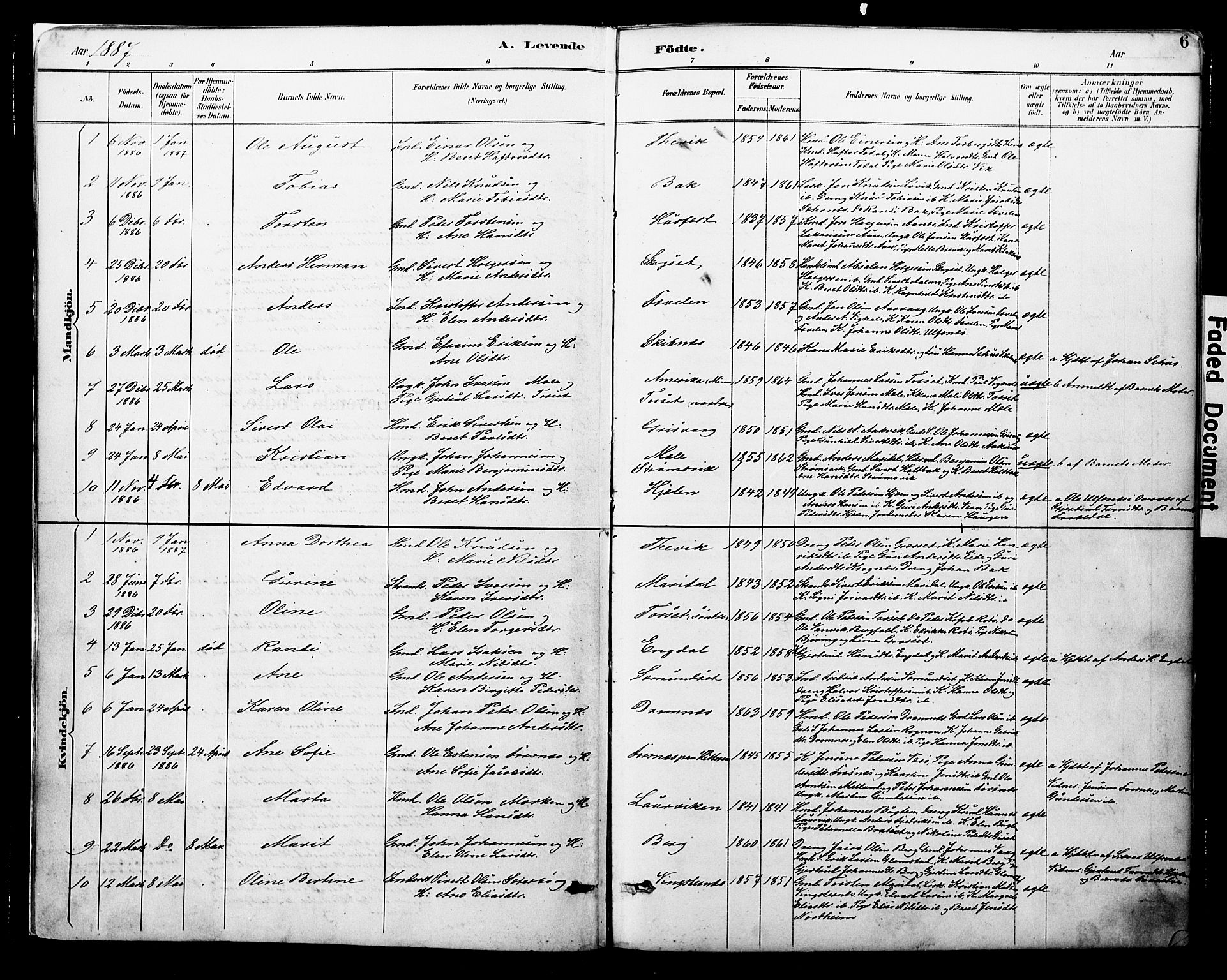 Ministerialprotokoller, klokkerbøker og fødselsregistre - Møre og Romsdal, AV/SAT-A-1454/578/L0907: Parish register (official) no. 578A06, 1887-1904, p. 6