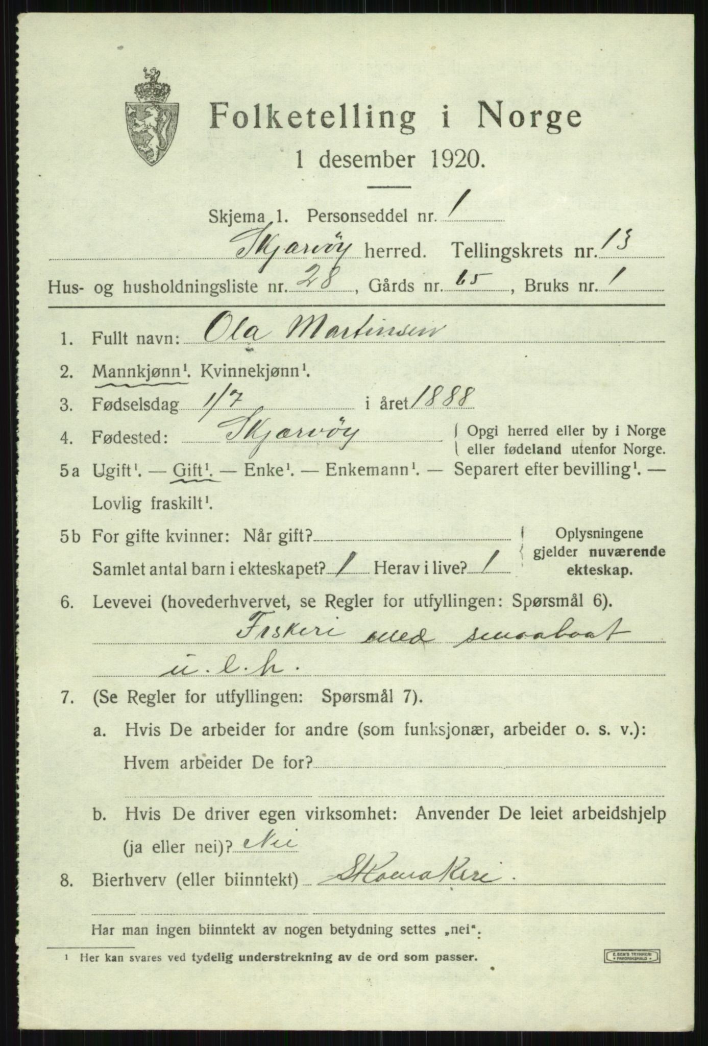 SATØ, 1920 census for Skjervøy, 1920, p. 6723