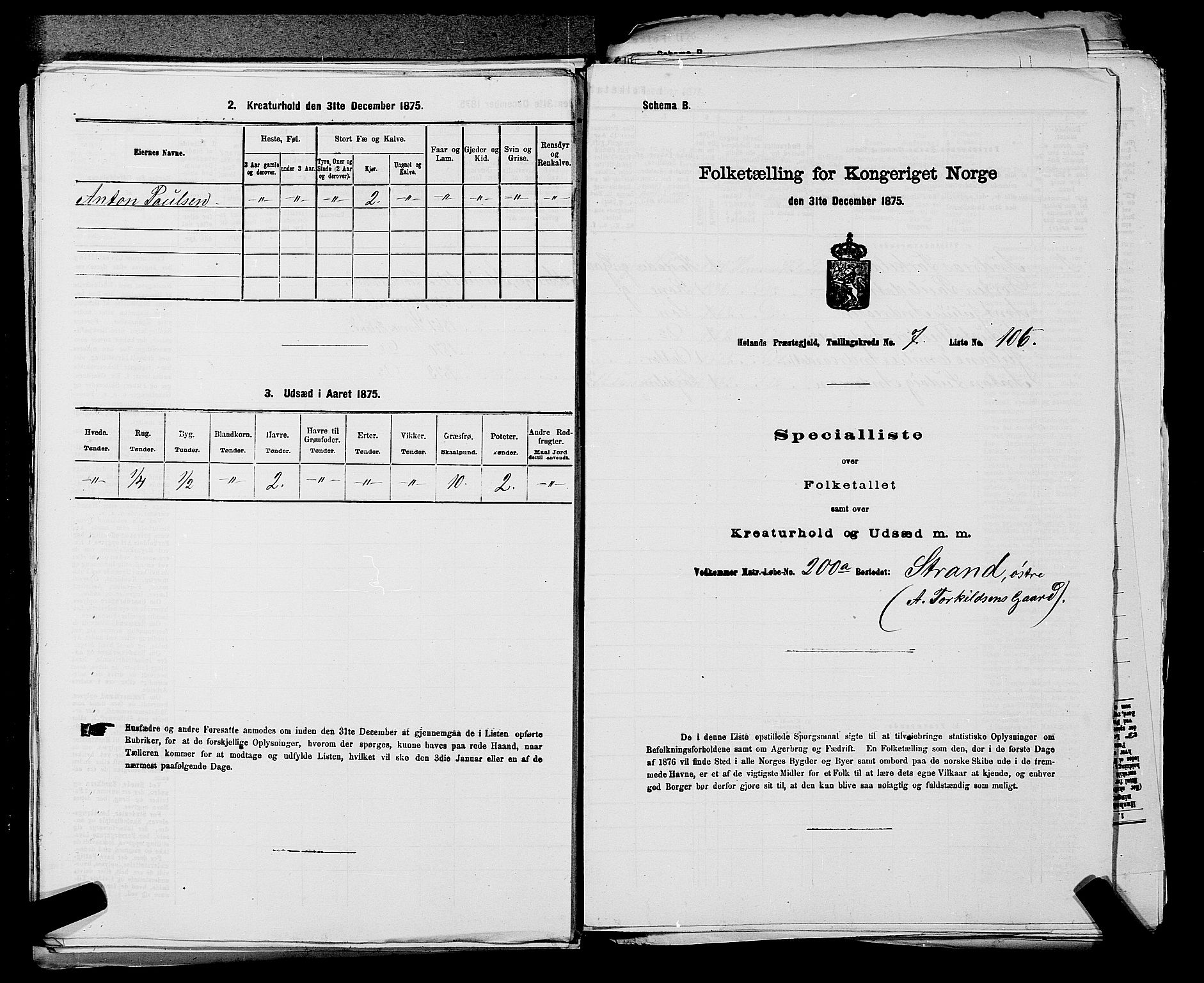 RA, 1875 census for 0221P Høland, 1875, p. 1467