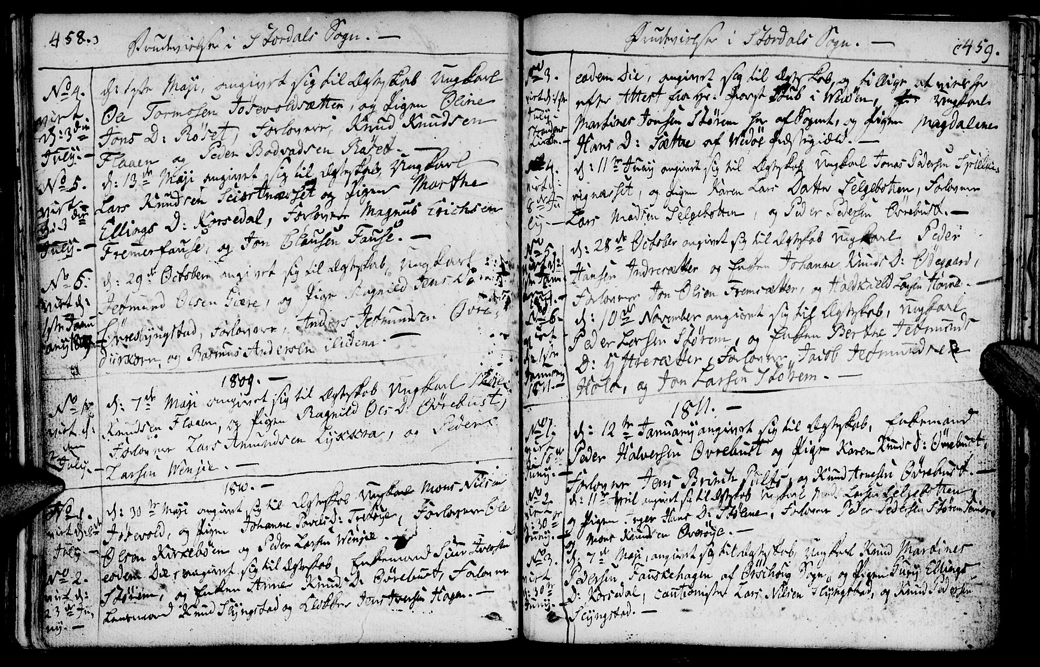 Ministerialprotokoller, klokkerbøker og fødselsregistre - Møre og Romsdal, AV/SAT-A-1454/520/L0272: Parish register (official) no. 520A02, 1802-1827, p. 458-459