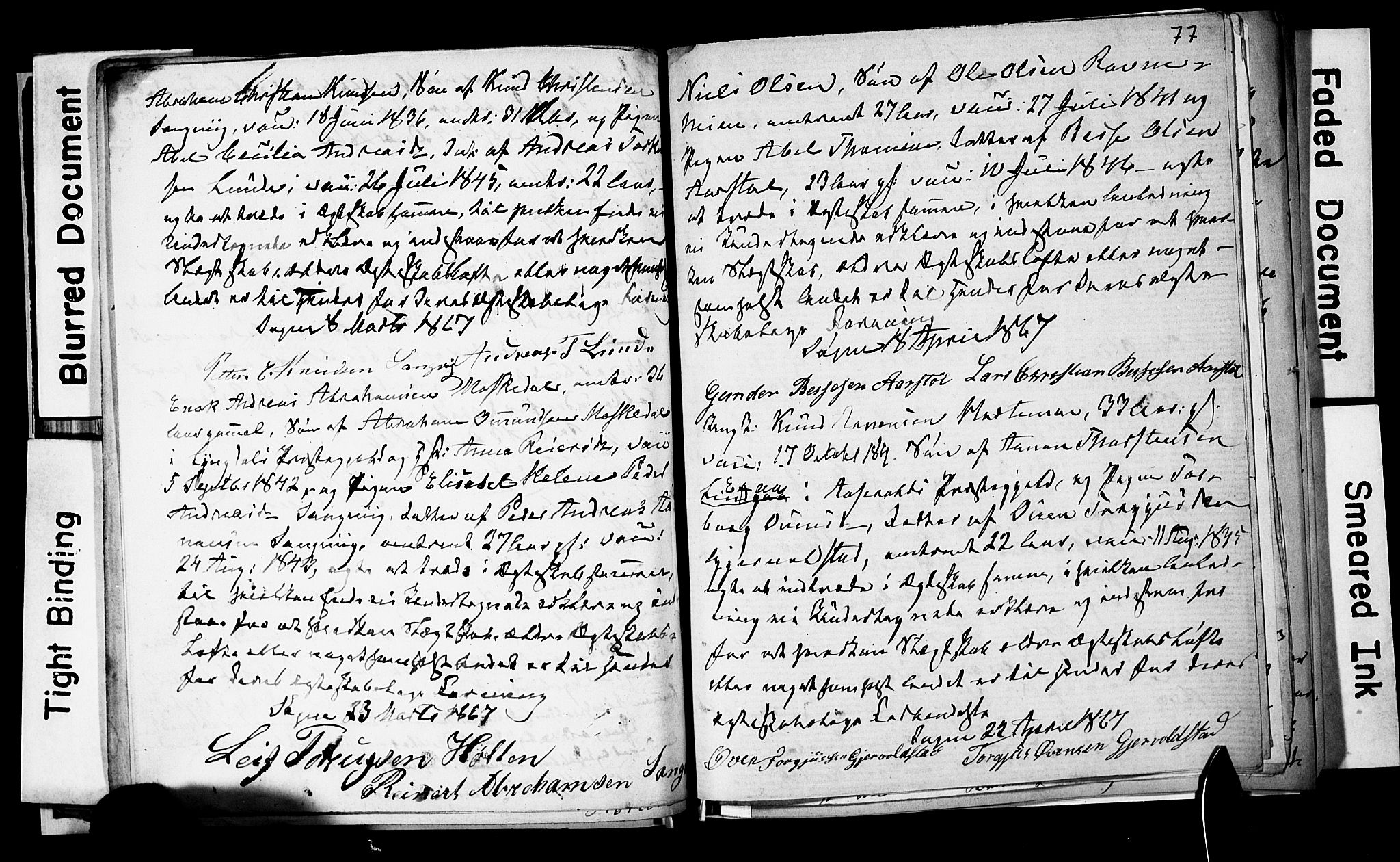 Søgne sokneprestkontor, AV/SAK-1111-0037/F/Fe/L0001: Banns register no. A-III-1, 1853-1870, p. 77