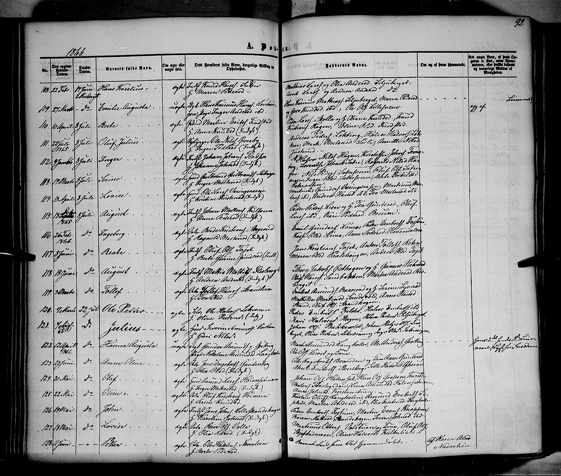 Elverum prestekontor, AV/SAH-PREST-044/H/Ha/Haa/L0010: Parish register (official) no. 10, 1857-1868, p. 92