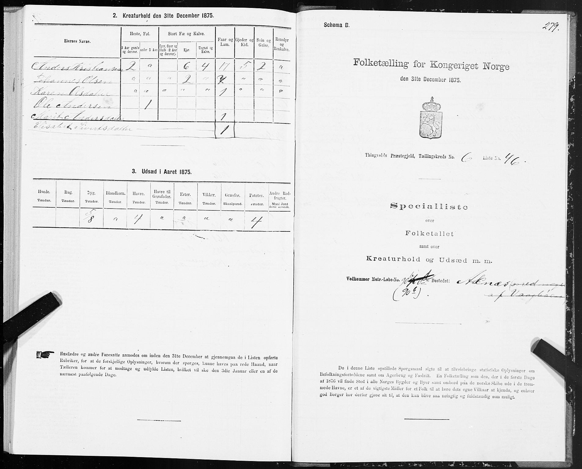 SAT, 1875 census for 1560P Tingvoll, 1875, p. 2279