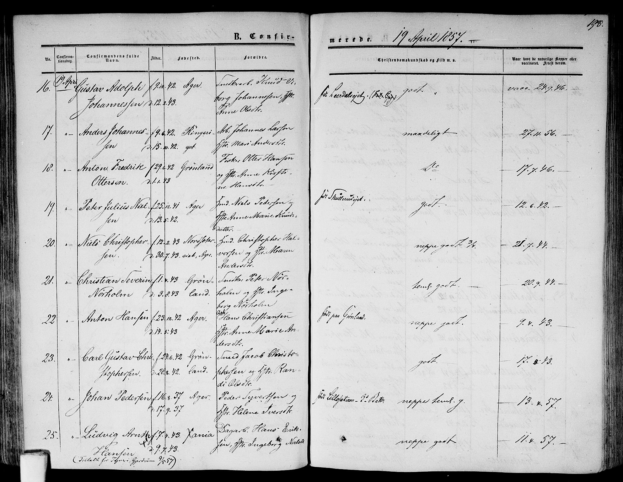 Gamlebyen prestekontor Kirkebøker, AV/SAO-A-10884/F/Fa/L0004: Parish register (official) no. 4, 1850-1857, p. 198