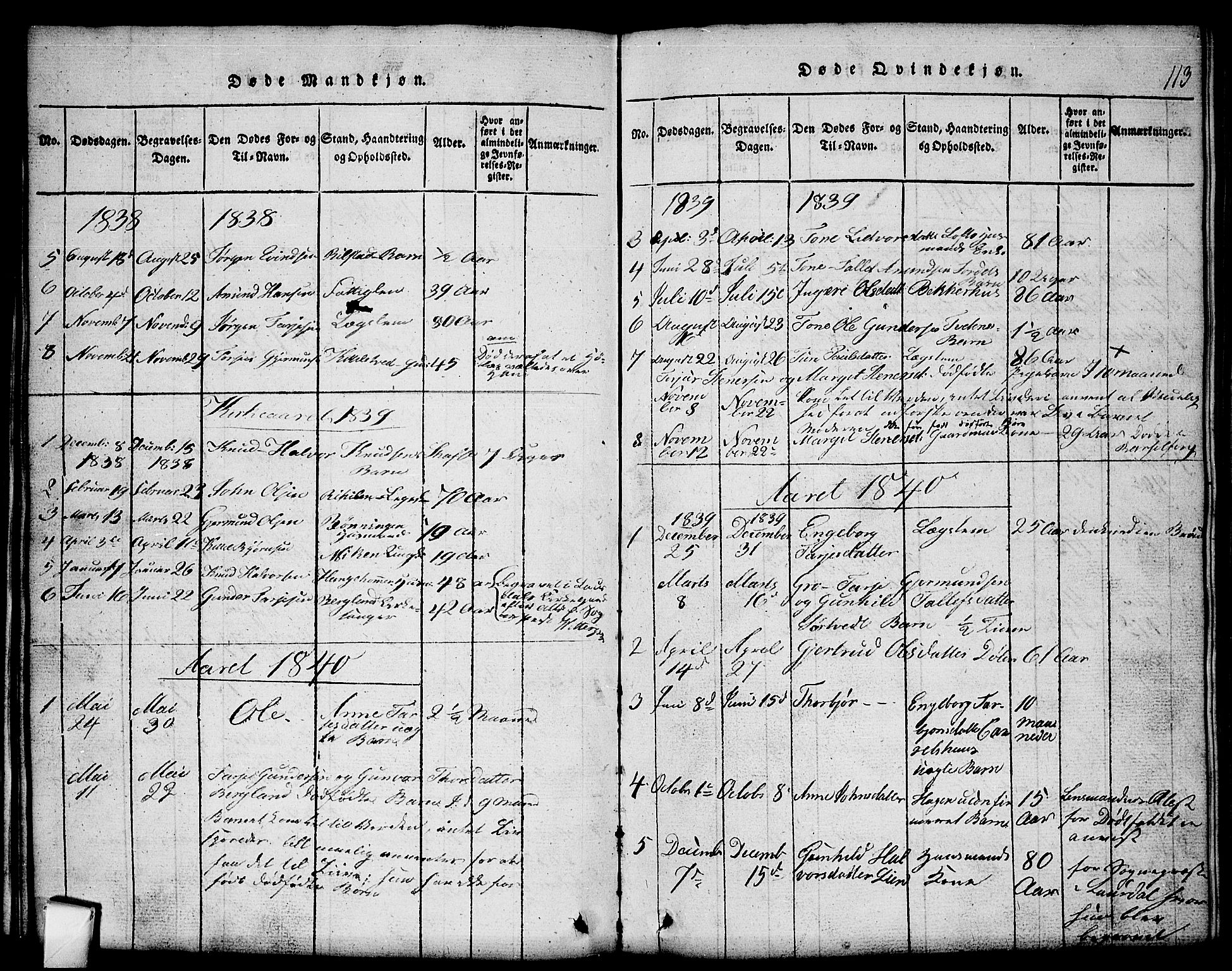 Mo kirkebøker, SAKO/A-286/G/Gb/L0001: Parish register (copy) no. II 1, 1814-1843, p. 113