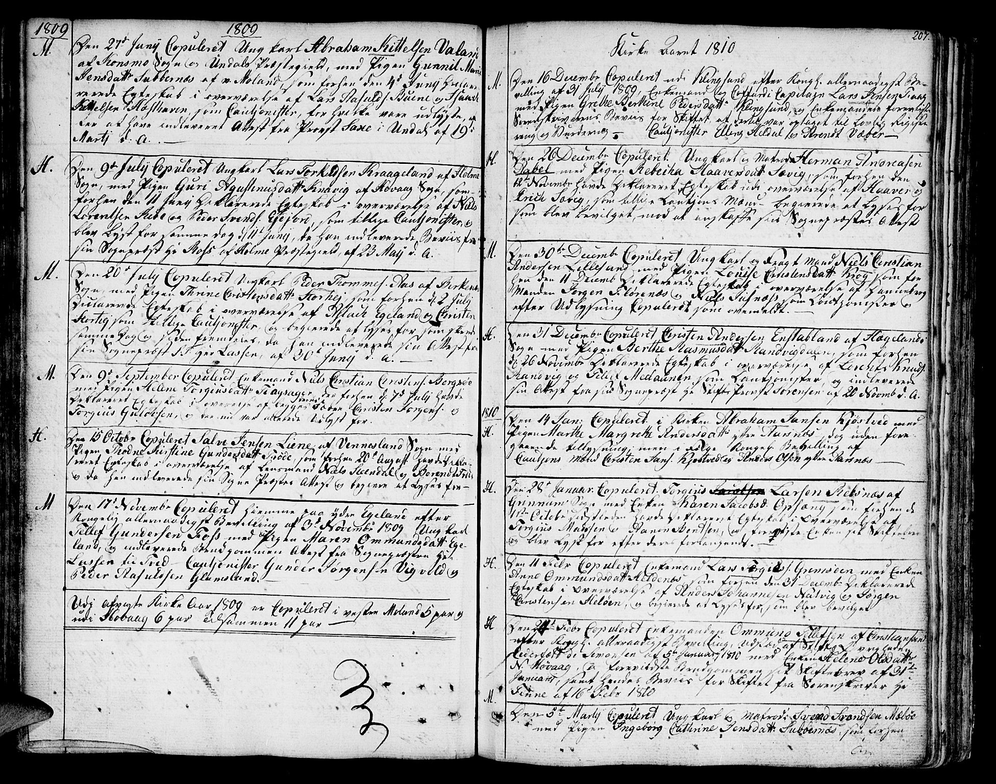 Vestre Moland sokneprestkontor, SAK/1111-0046/F/Fa/Fab/L0002: Parish register (official) no. A 2, 1760-1816, p. 207