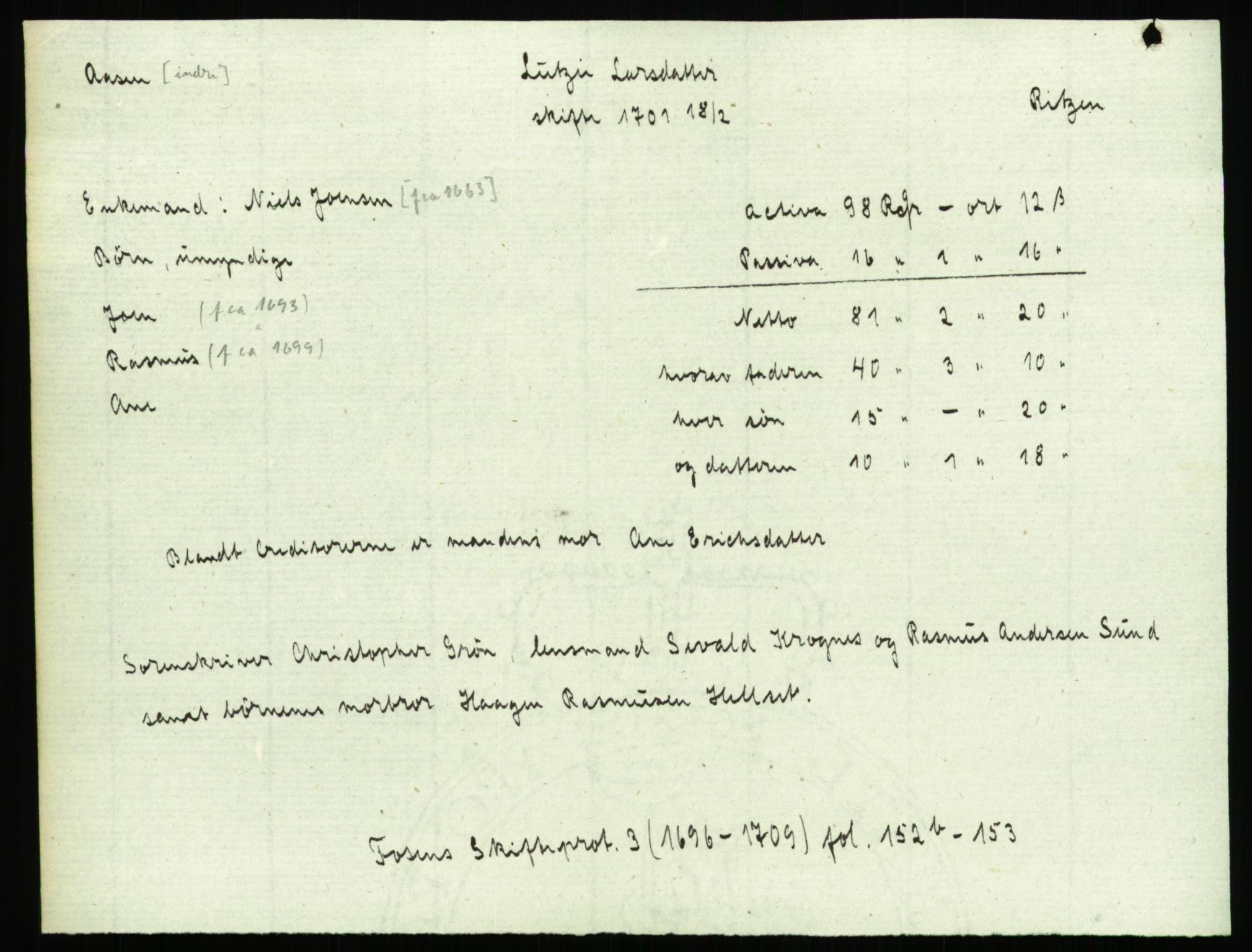 Fosen sorenskriveri, AV/SAT-A-1107/1/3, 1681-1783, p. 203