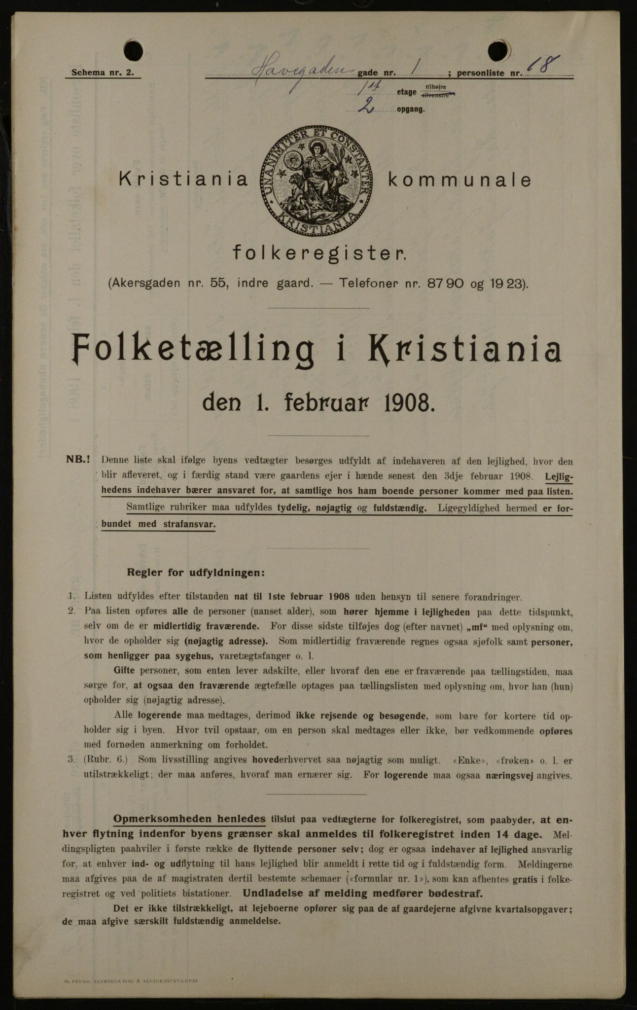 OBA, Municipal Census 1908 for Kristiania, 1908, p. 30128