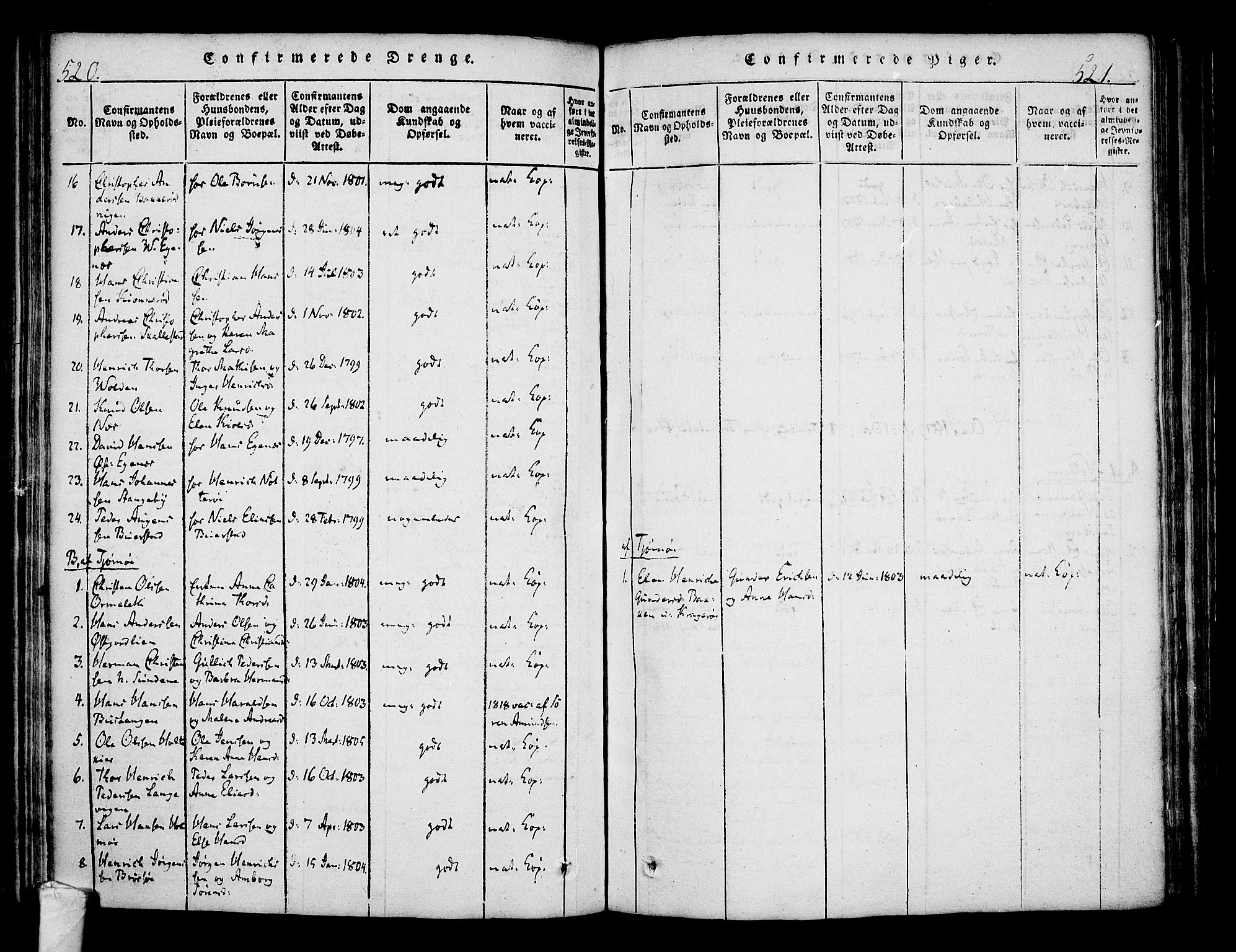 Nøtterøy kirkebøker, AV/SAKO-A-354/F/Fa/L0004: Parish register (official) no. I 4, 1814-1838, p. 520-521