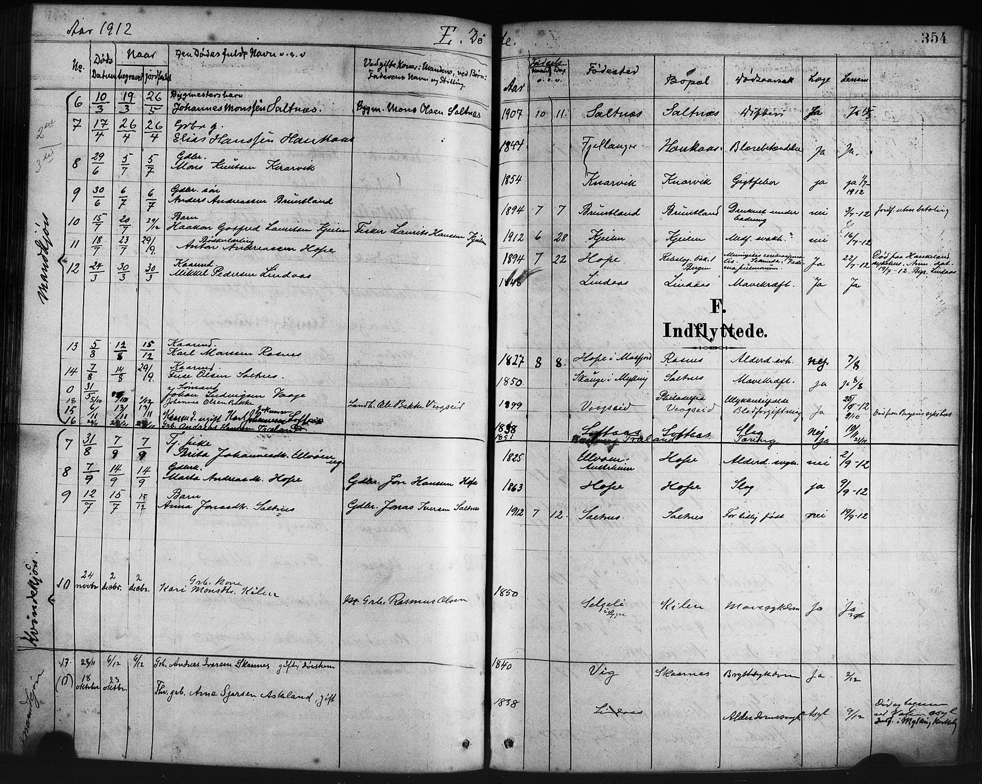 Lindås Sokneprestembete, AV/SAB-A-76701/H/Haa/Haaa/L0019: Parish register (official) no. A 19, 1878-1912, p. 354