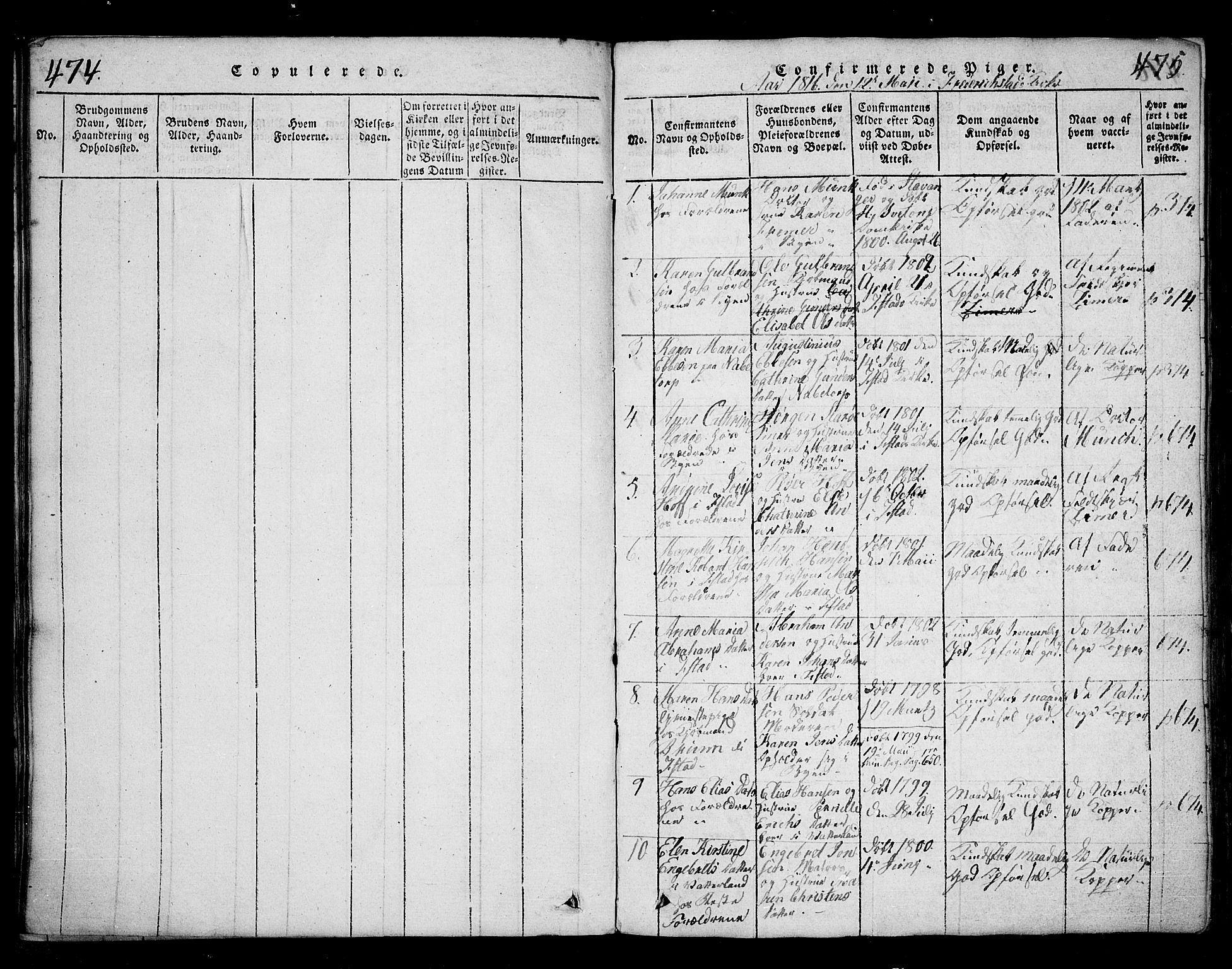 Fredrikstad prestekontor Kirkebøker, SAO/A-11082/F/Fa/L0004: Parish register (official) no. 4, 1816-1834, p. 474-475