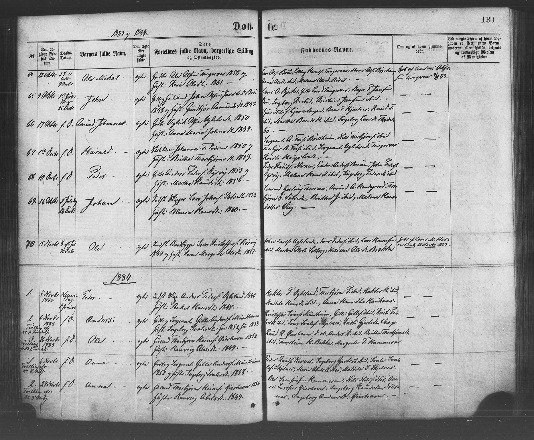 Strandebarm sokneprestembete, AV/SAB-A-78401/H/Haa: Parish register (official) no. A 9, 1872-1886, p. 131