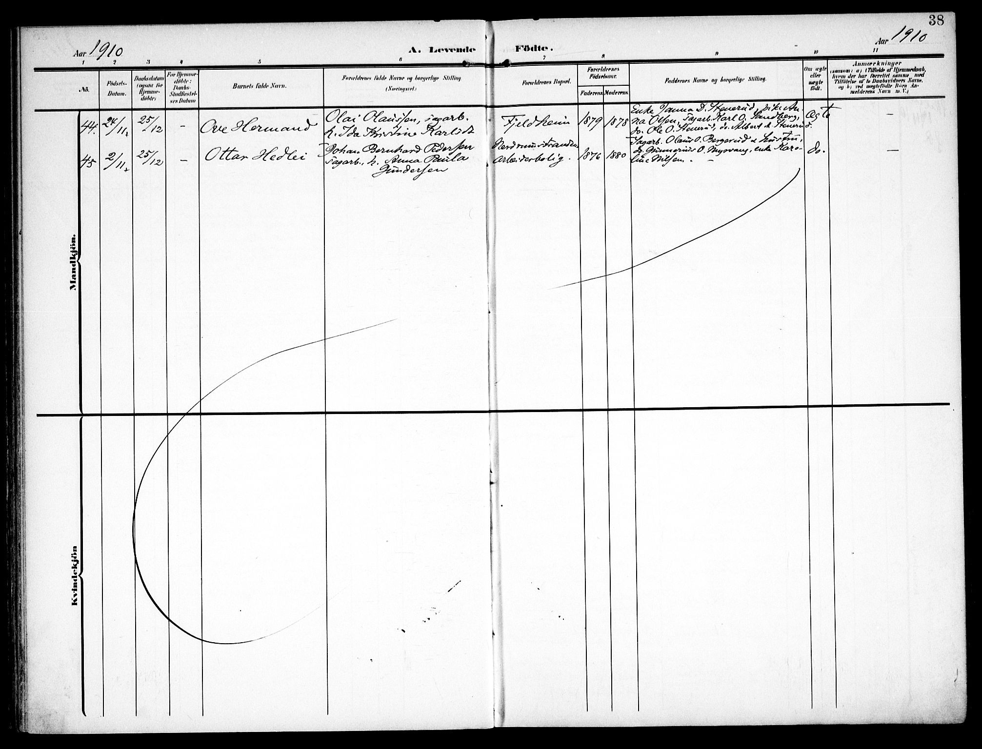 Fet prestekontor Kirkebøker, AV/SAO-A-10370a/F/Fa/L0016: Parish register (official) no. I 16, 1905-1914, p. 38