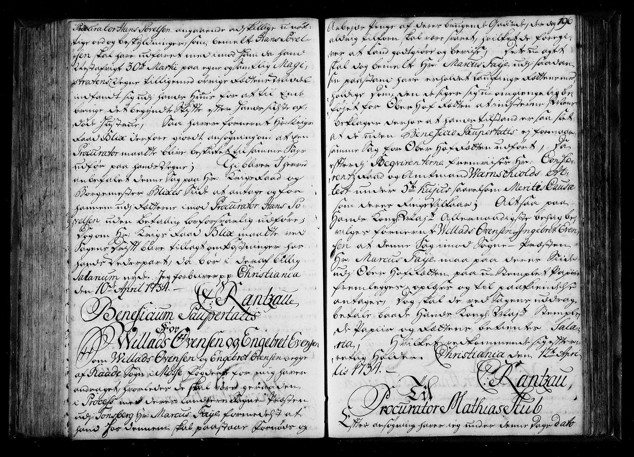 Stattholderembetet 1572-1771, AV/RA-EA-2870/Be/L0011: Kopibok for beneficia paupertatis, 1726-1739, p. 195b-196a
