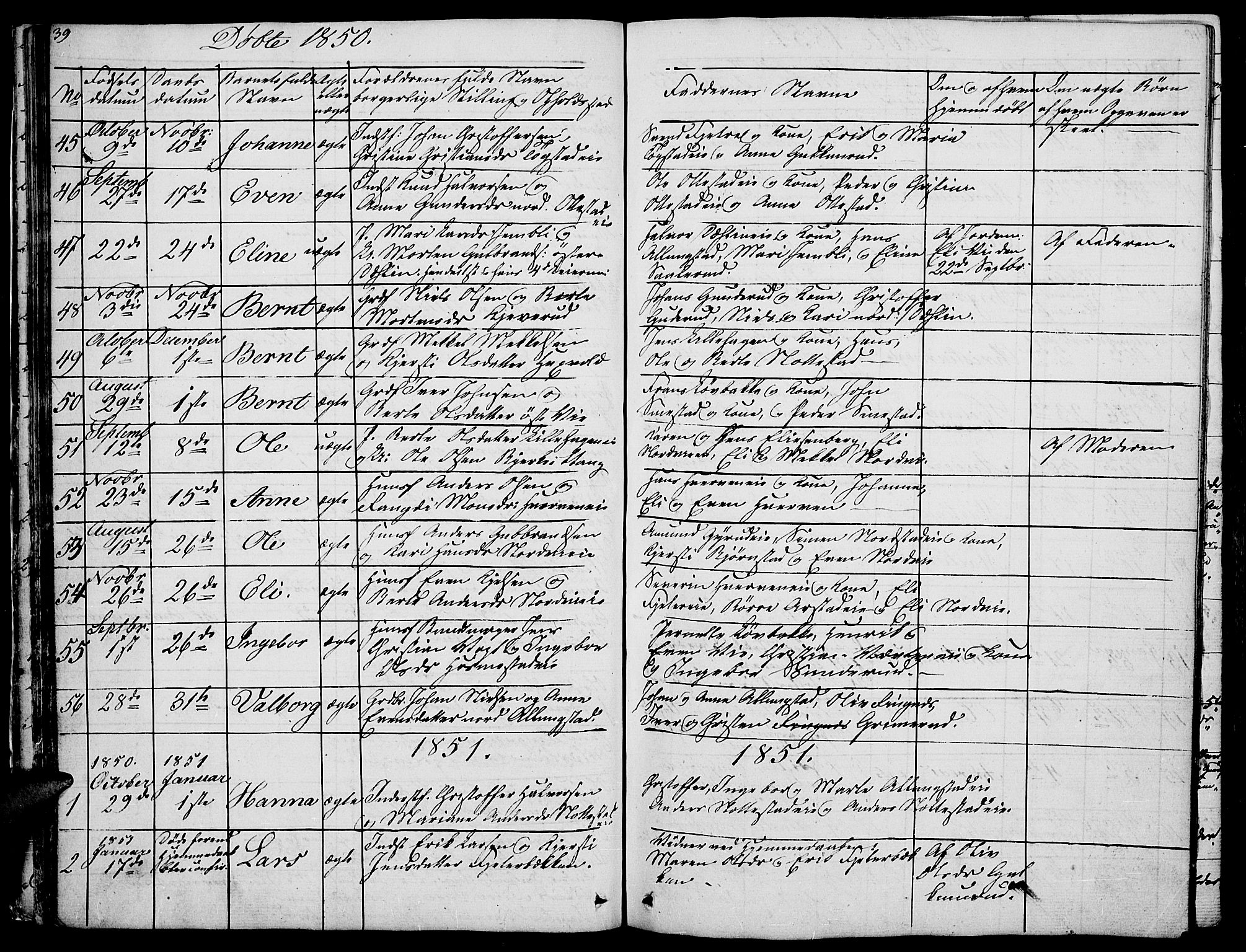 Stange prestekontor, SAH/PREST-002/L/L0002: Parish register (copy) no. 2, 1838-1879, p. 39