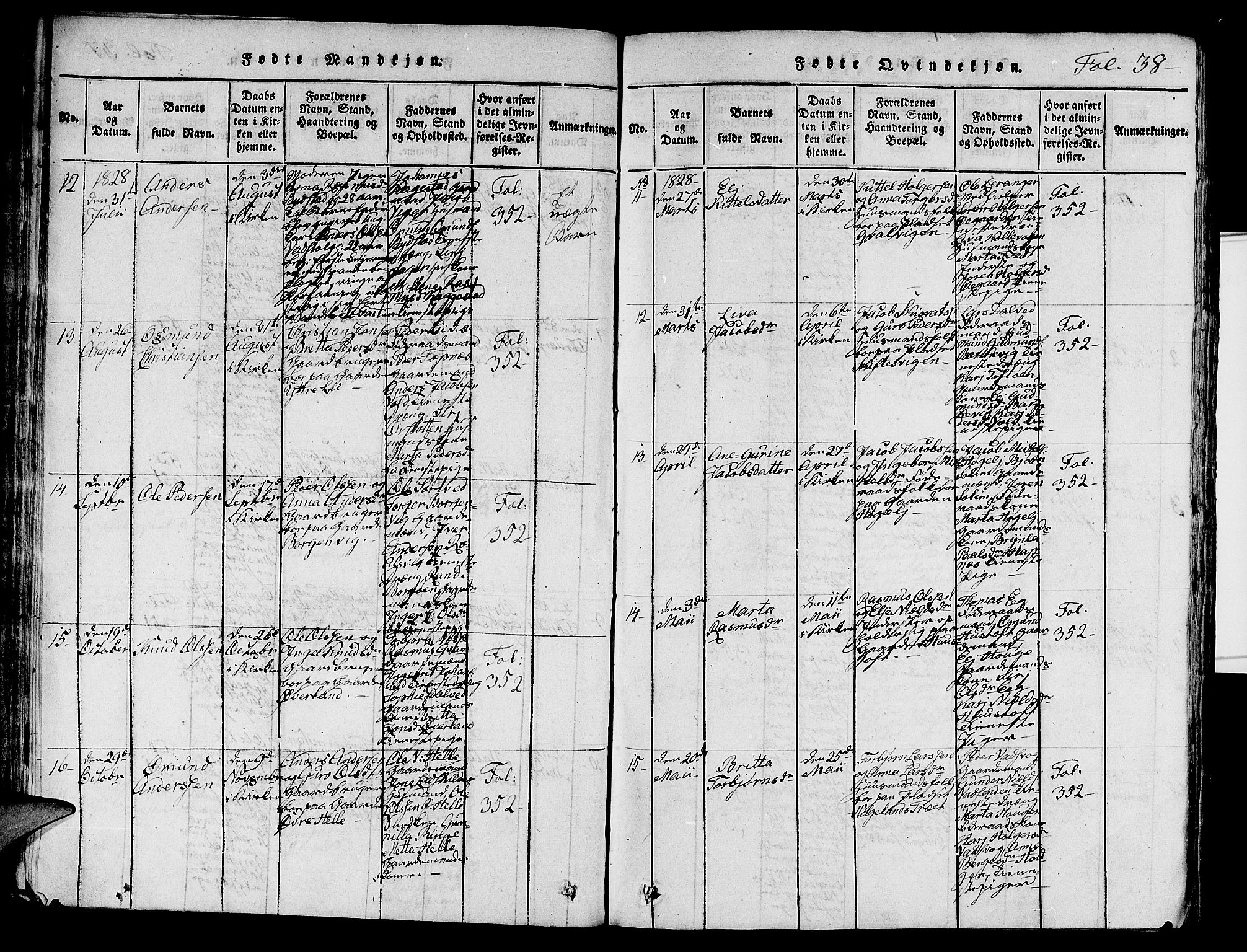 Nedstrand sokneprestkontor, AV/SAST-A-101841/01/V: Parish register (copy) no. B 1 /1, 1816-1847, p. 38