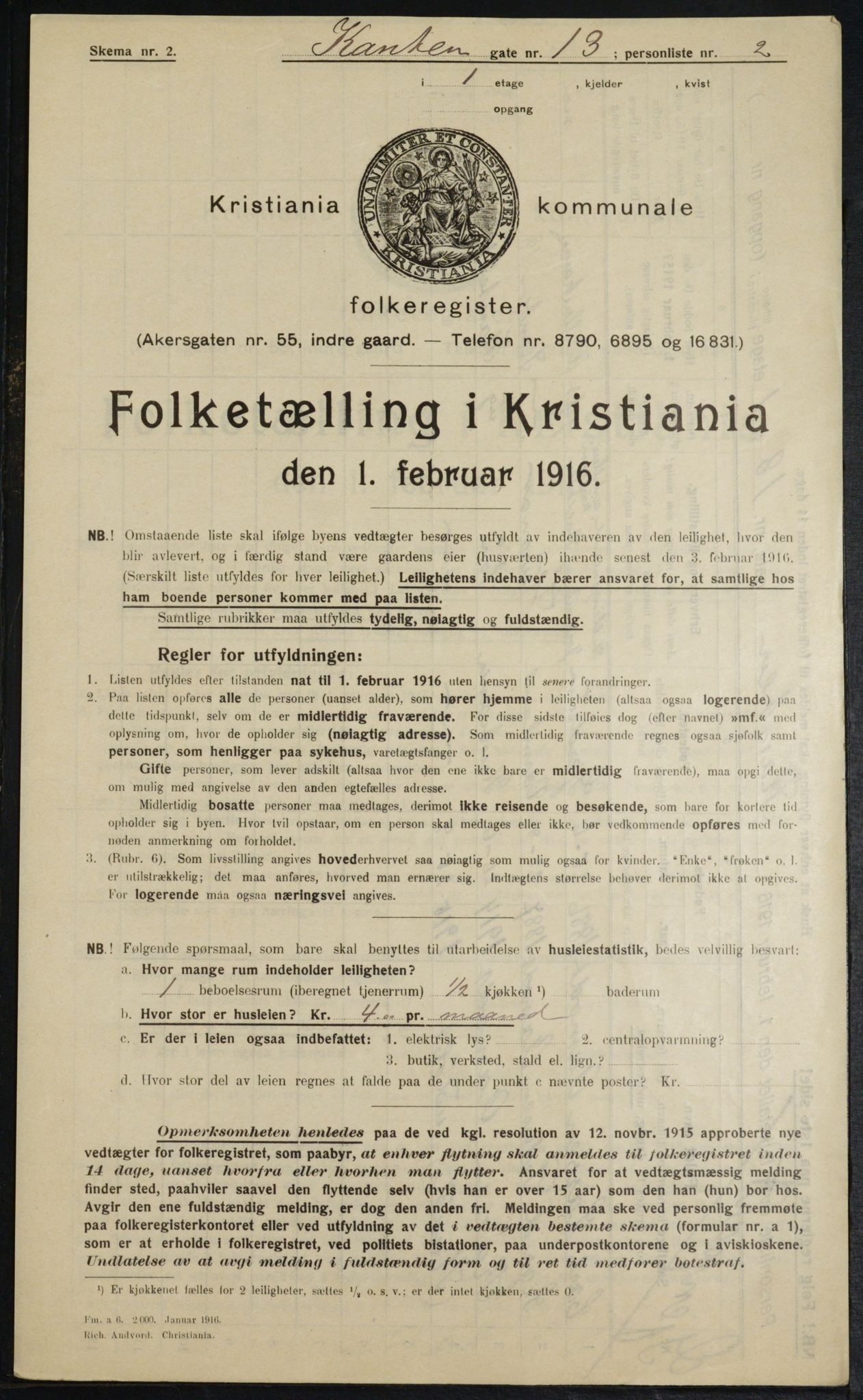 OBA, Municipal Census 1916 for Kristiania, 1916, p. 49318