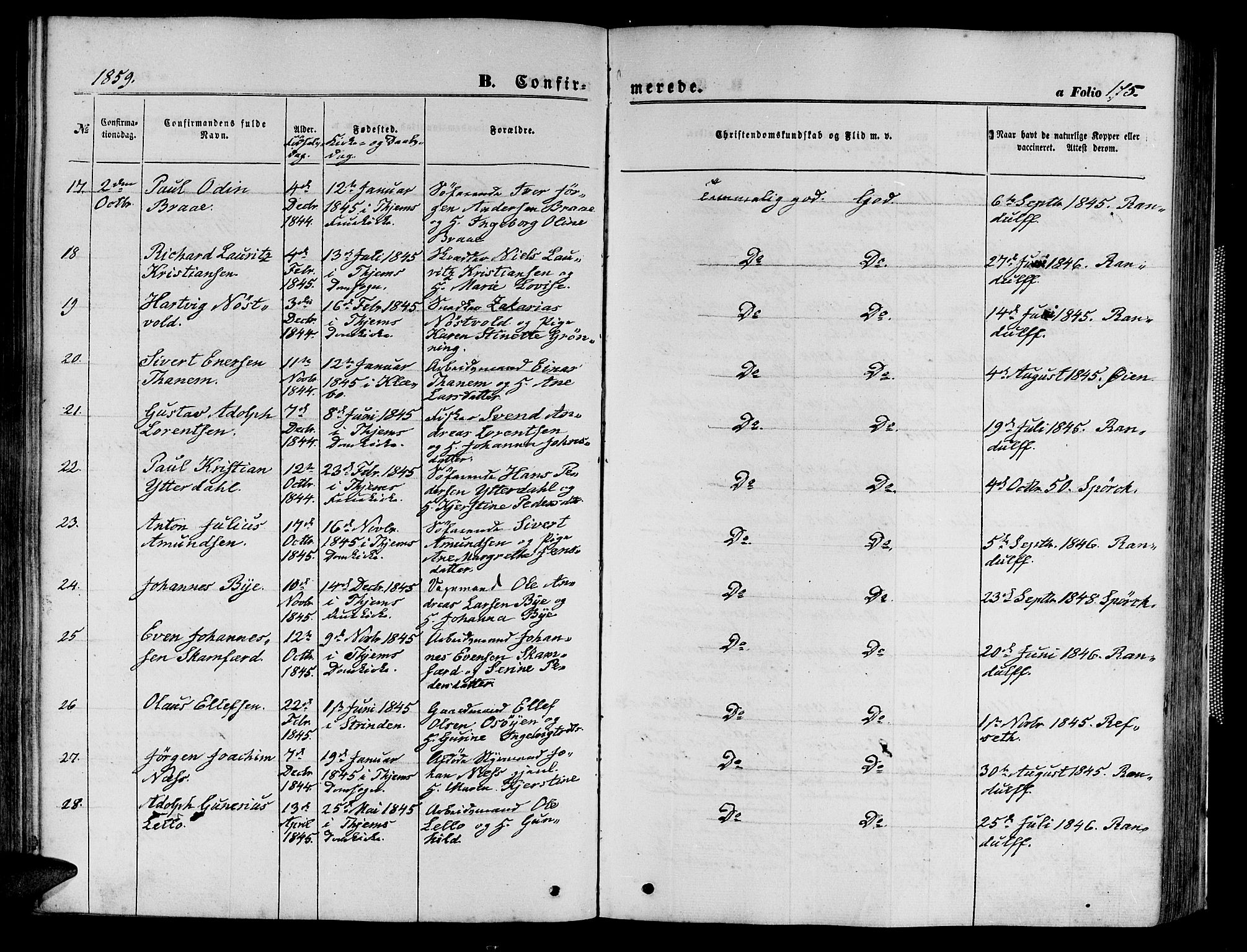 Ministerialprotokoller, klokkerbøker og fødselsregistre - Sør-Trøndelag, AV/SAT-A-1456/602/L0139: Parish register (copy) no. 602C07, 1859-1864, p. 175