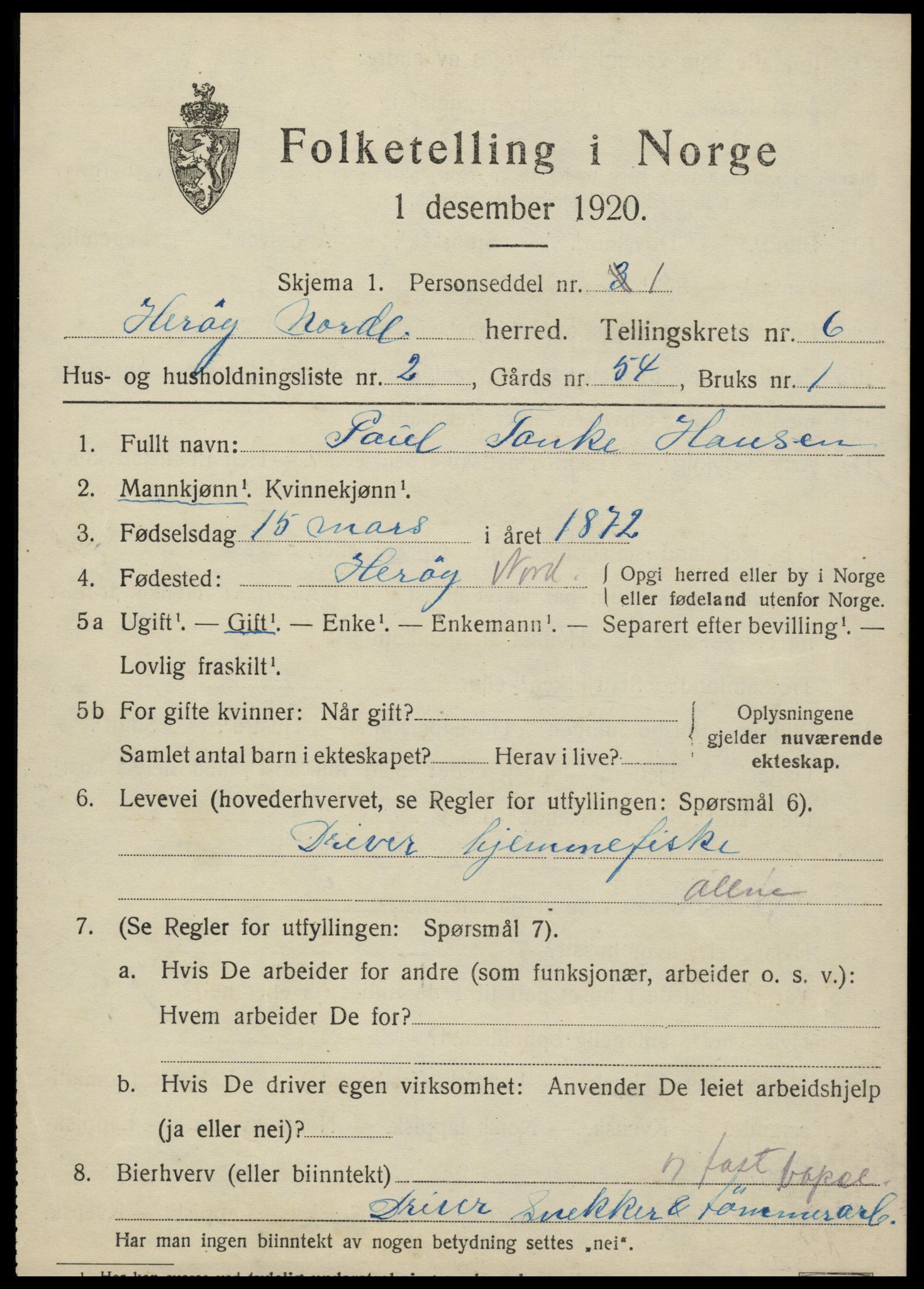 SAT, 1920 census for Herøy, 1920, p. 4132