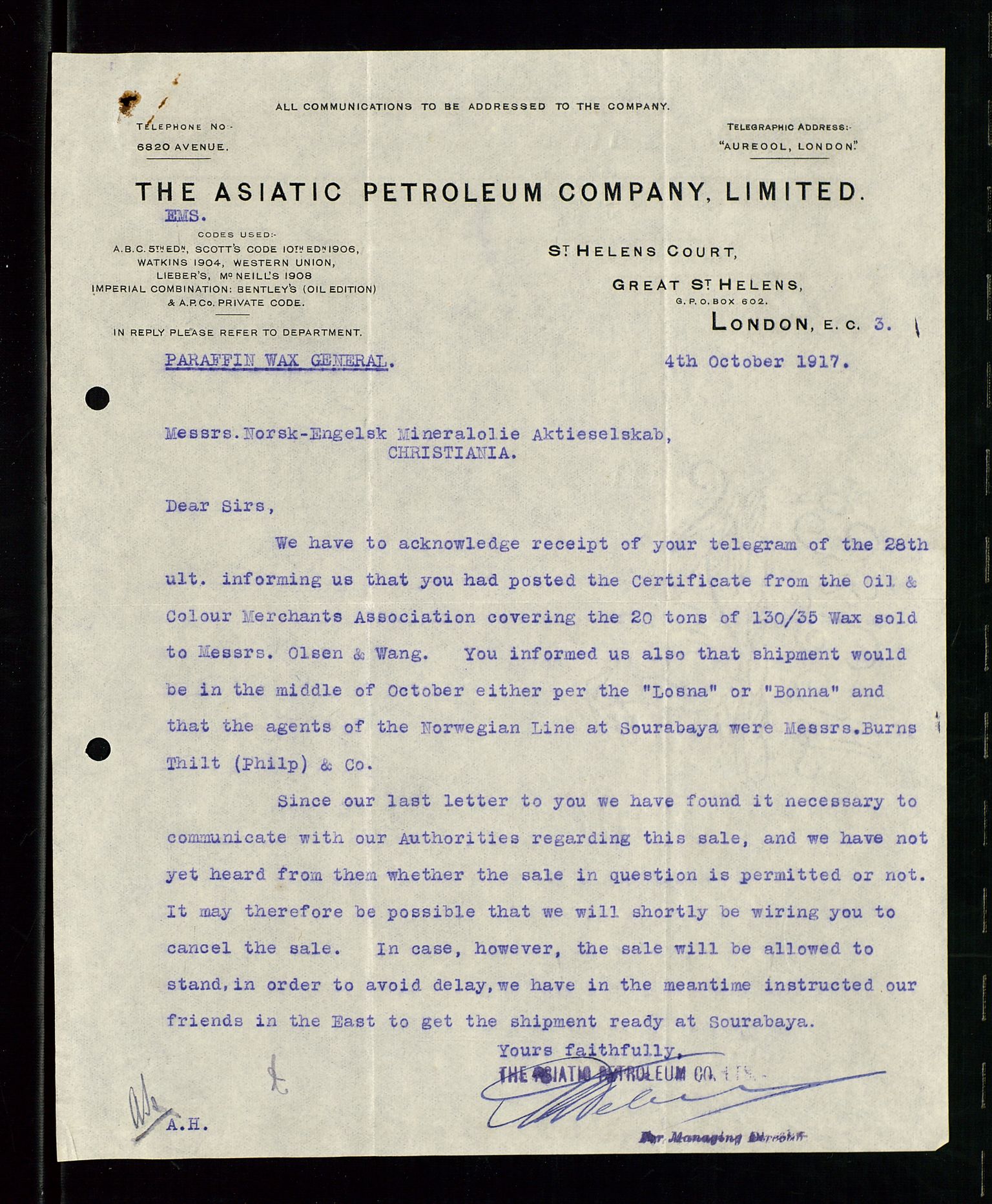 Pa 1521 - A/S Norske Shell, AV/SAST-A-101915/E/Ea/Eaa/L0001: Sjefskorrespondanse, 1917, p. 567