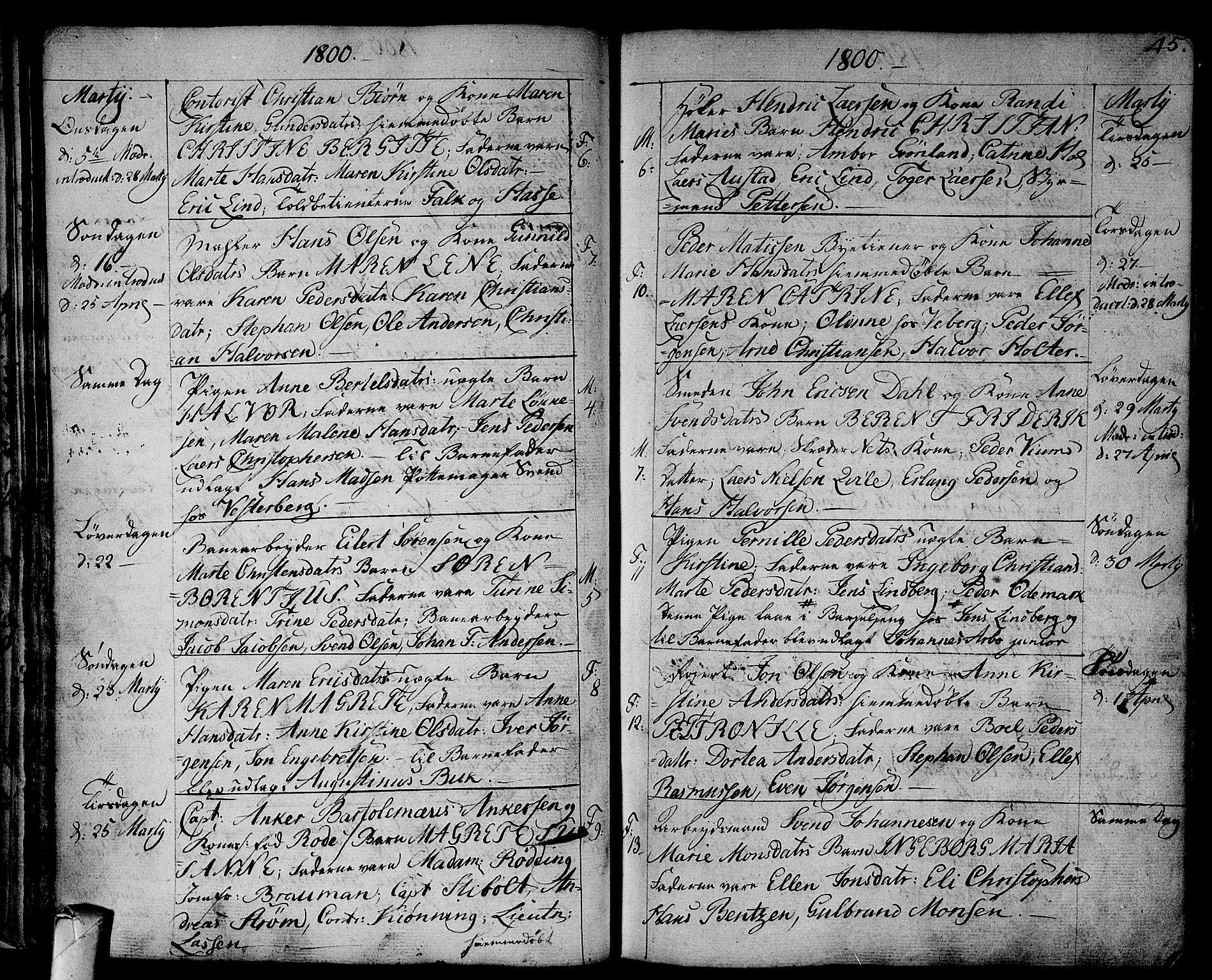 Strømsø kirkebøker, SAKO/A-246/F/Fa/L0010: Parish register (official) no. I 10, 1792-1822, p. 45