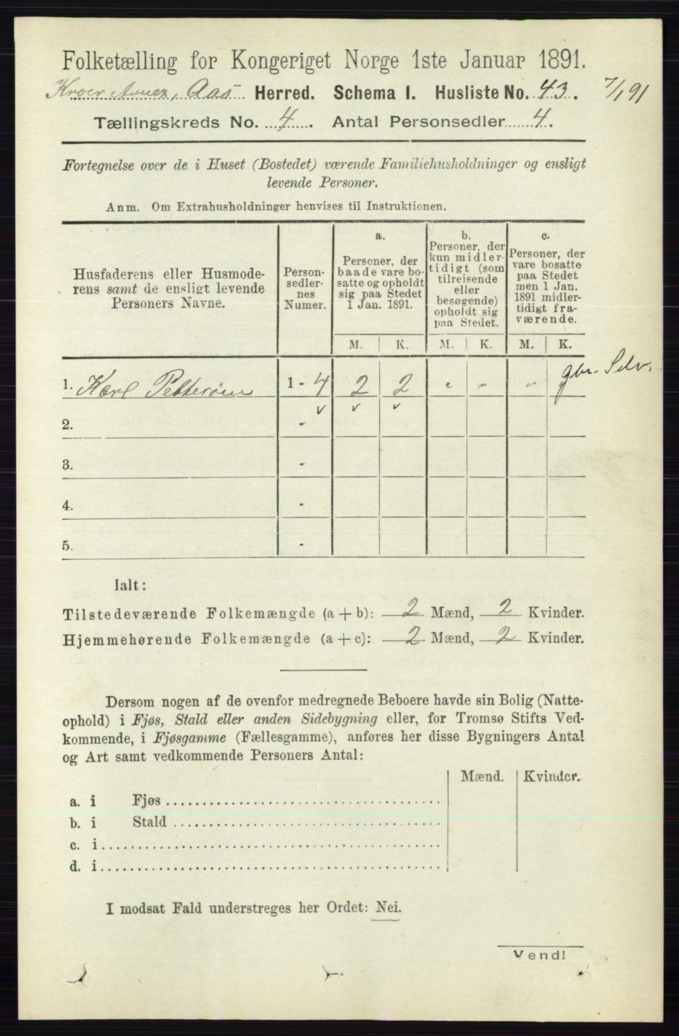 RA, 1891 census for 0214 Ås, 1891, p. 3025