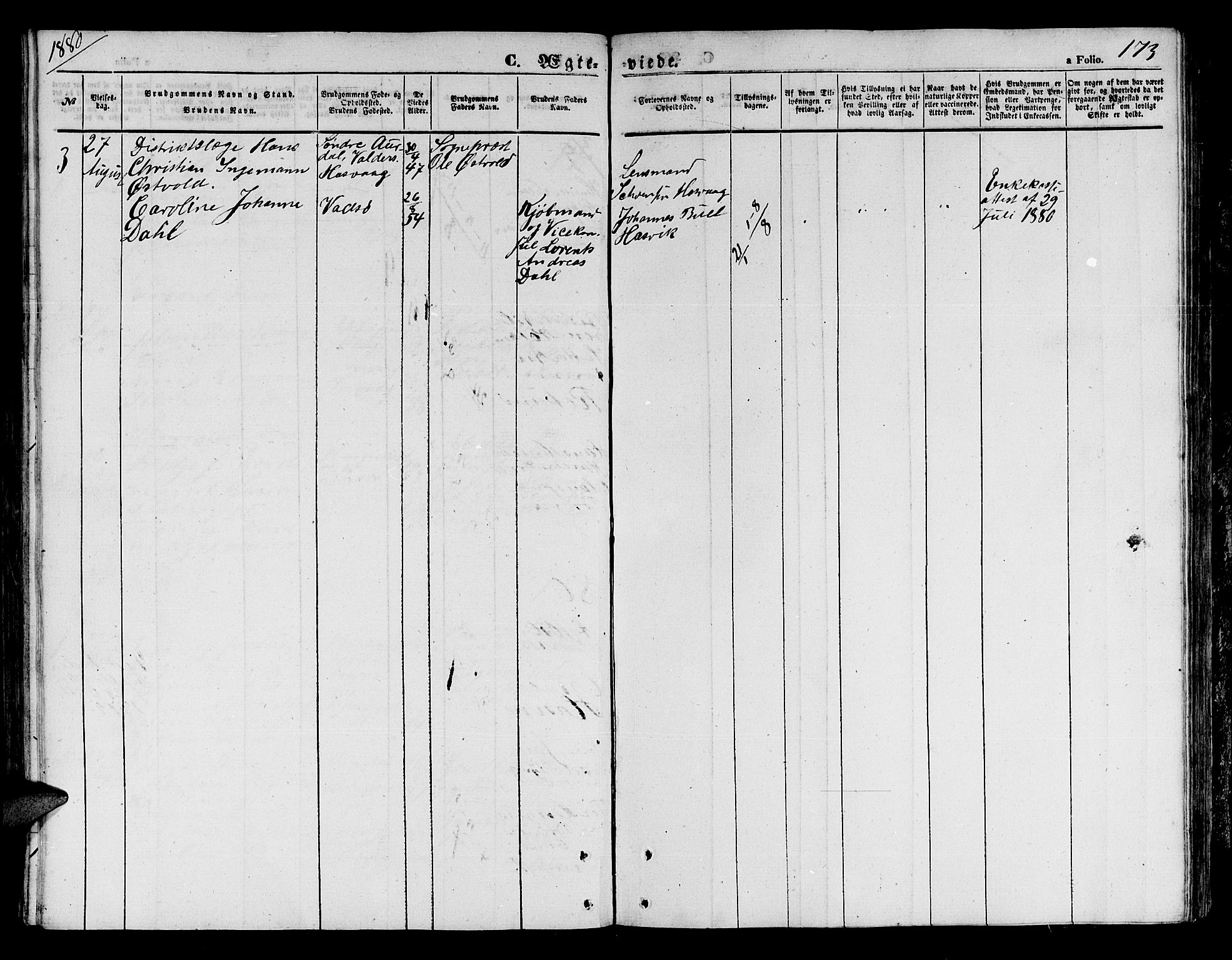 Loppa sokneprestkontor, AV/SATØ-S-1339/H/Hb/L0003klokker: Parish register (copy) no. 3, 1853-1880, p. 173