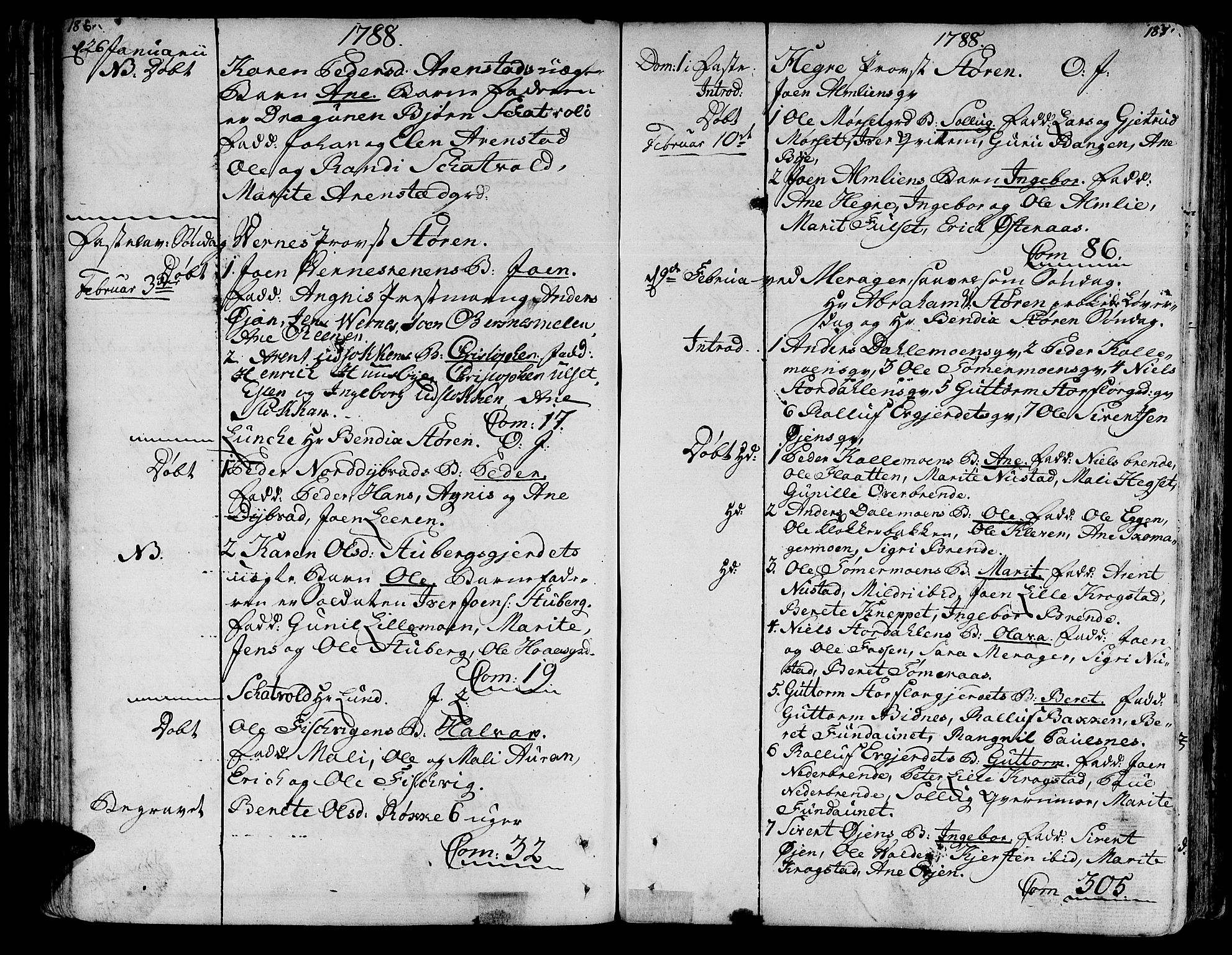 Ministerialprotokoller, klokkerbøker og fødselsregistre - Nord-Trøndelag, SAT/A-1458/709/L0059: Parish register (official) no. 709A06, 1781-1797, p. 186-187