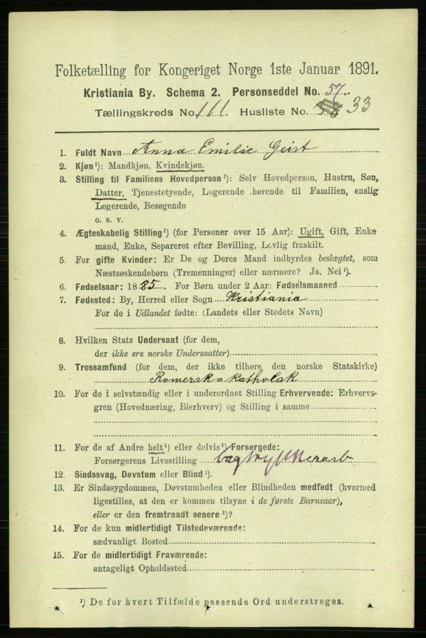 RA, 1891 census for 0301 Kristiania, 1891, p. 58848