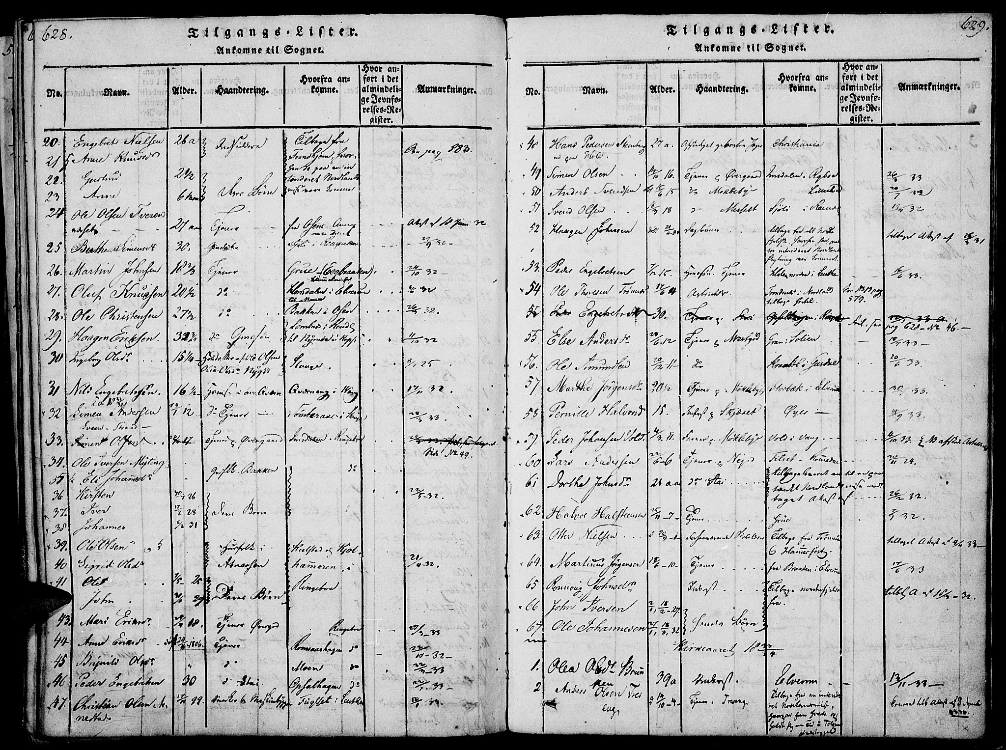 Åmot prestekontor, Hedmark, SAH/PREST-056/H/Ha/Haa/L0005: Parish register (official) no. 5, 1815-1841, p. 628-629