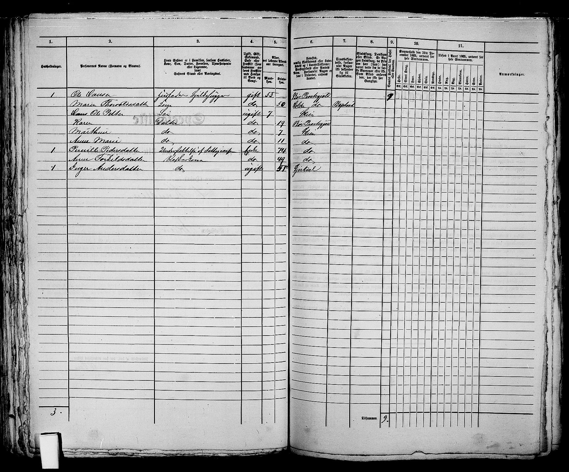 RA, 1865 census for Skien, 1865, p. 136