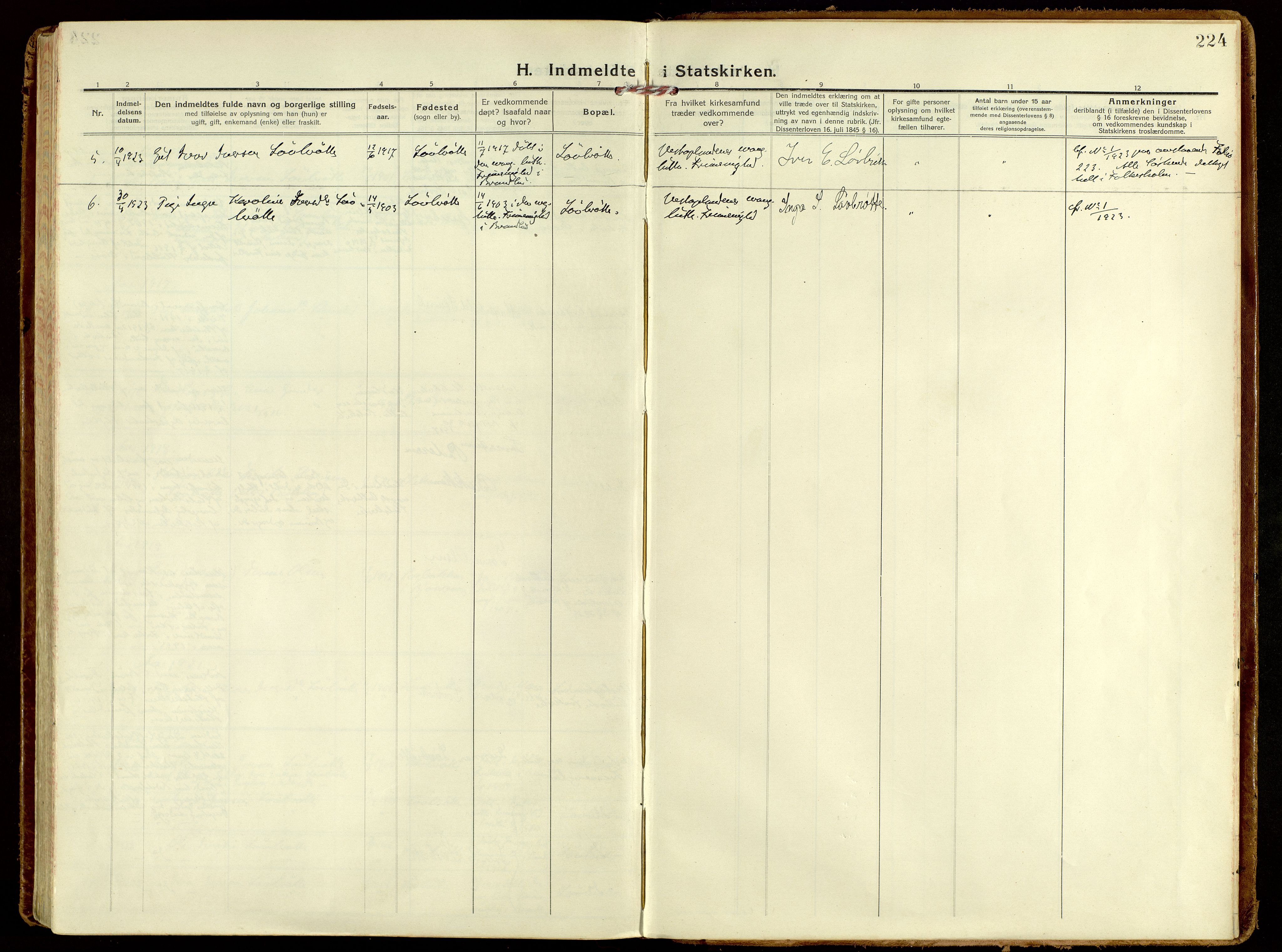 Brandbu prestekontor, AV/SAH-PREST-114/H/Ha/Haa/L0004: Parish register (official) no. 4, 1913-1923, p. 224