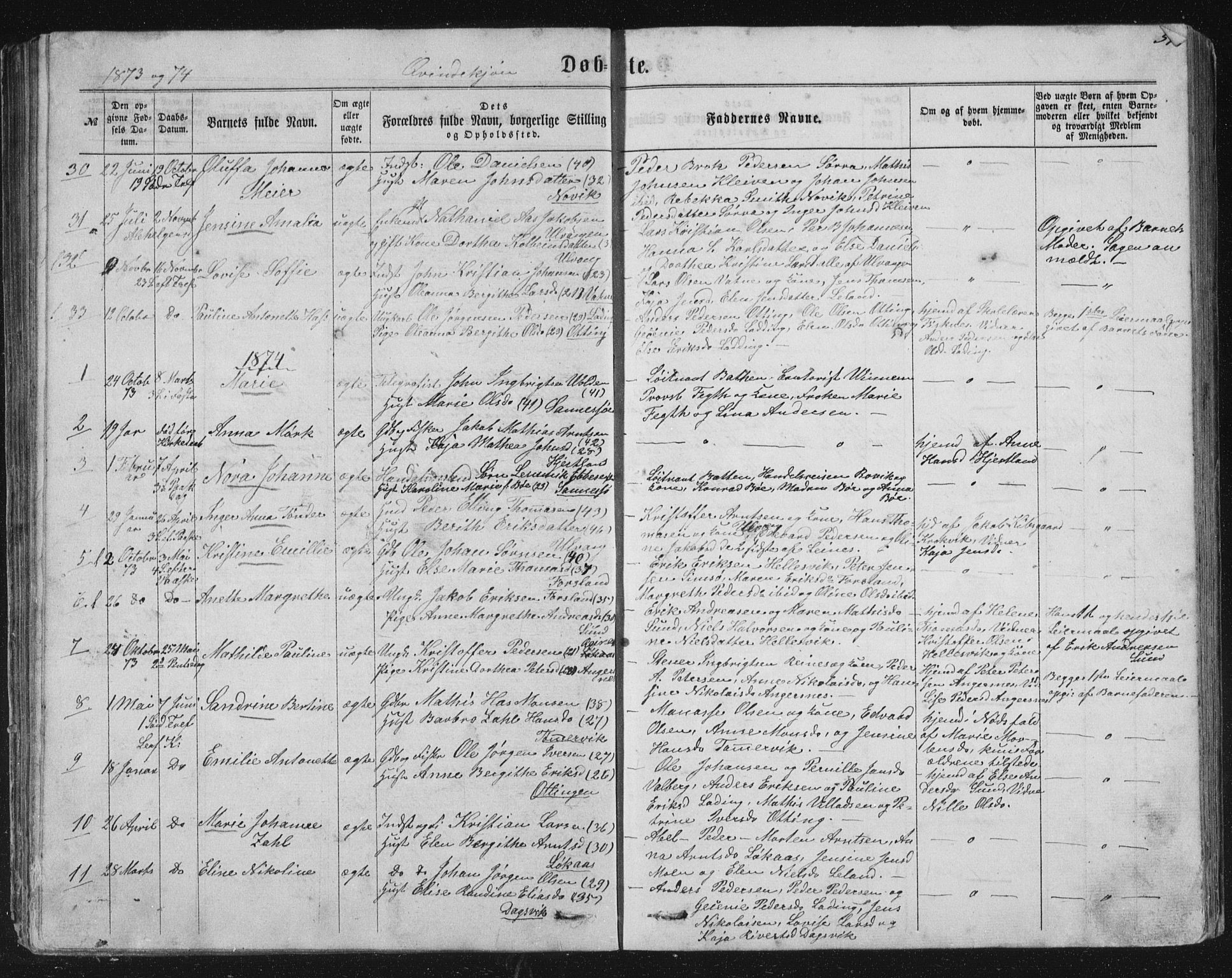 Ministerialprotokoller, klokkerbøker og fødselsregistre - Nordland, AV/SAT-A-1459/831/L0476: Parish register (copy) no. 831C03, 1866-1877, p. 51