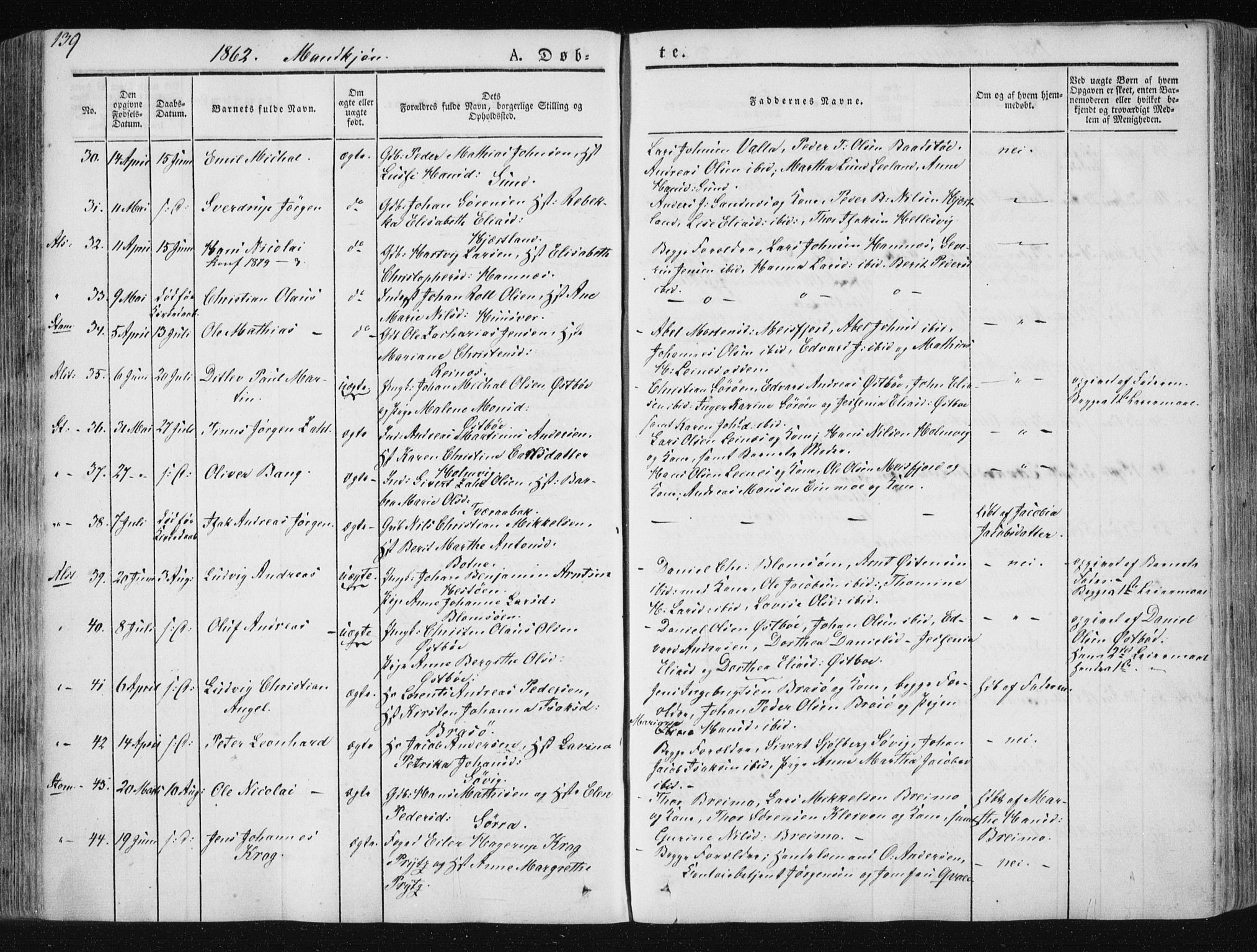 Ministerialprotokoller, klokkerbøker og fødselsregistre - Nordland, SAT/A-1459/830/L0446: Parish register (official) no. 830A10, 1831-1865, p. 139